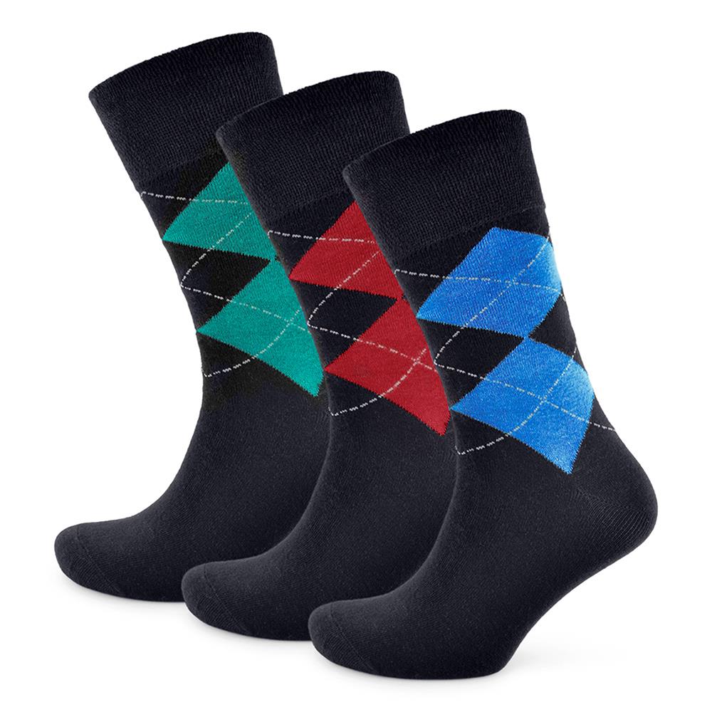 A2Z Mens Camo And Argyle Contrast Design Pack of 3 Comfortable Soft Socks