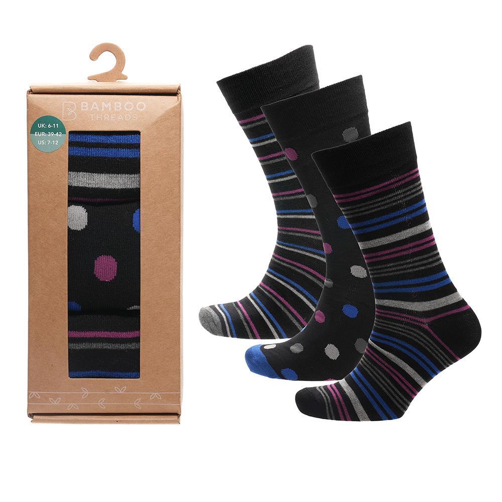 A2Z Mens 3 Pack Socks Gift Box Soft Argyle and Striped Designs Breathable Socks