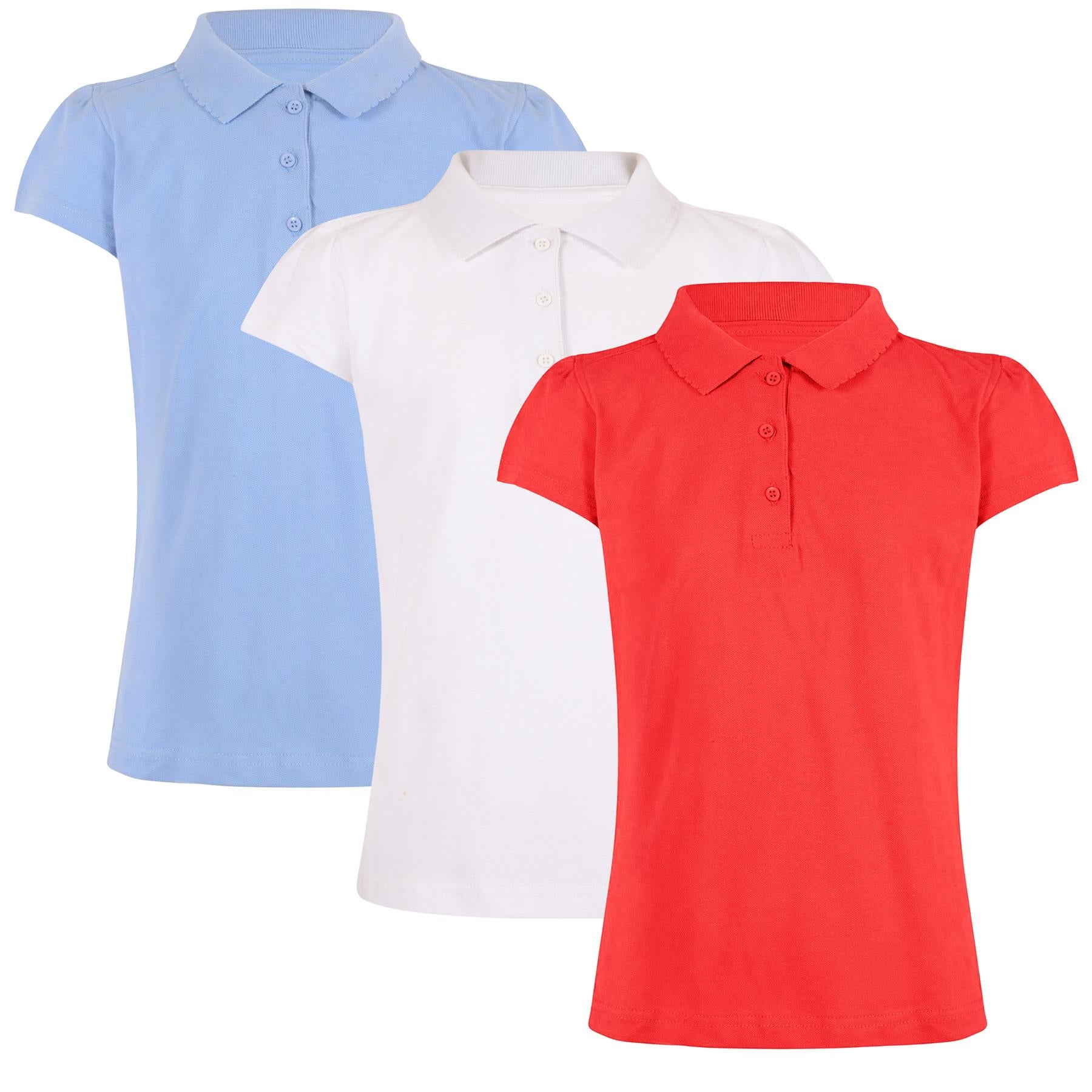 Kids Girls T Shirts Plain Polo Summer Fashion Soft Feel Tank Top & Tees 3-13 Yrs