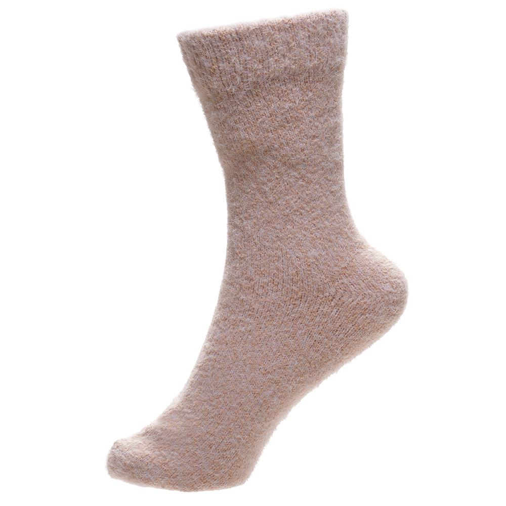 Ladies 2 Pack Soft Twist Yarn Cosy Socks Heather Grey & Red Warm Fairisle Socks