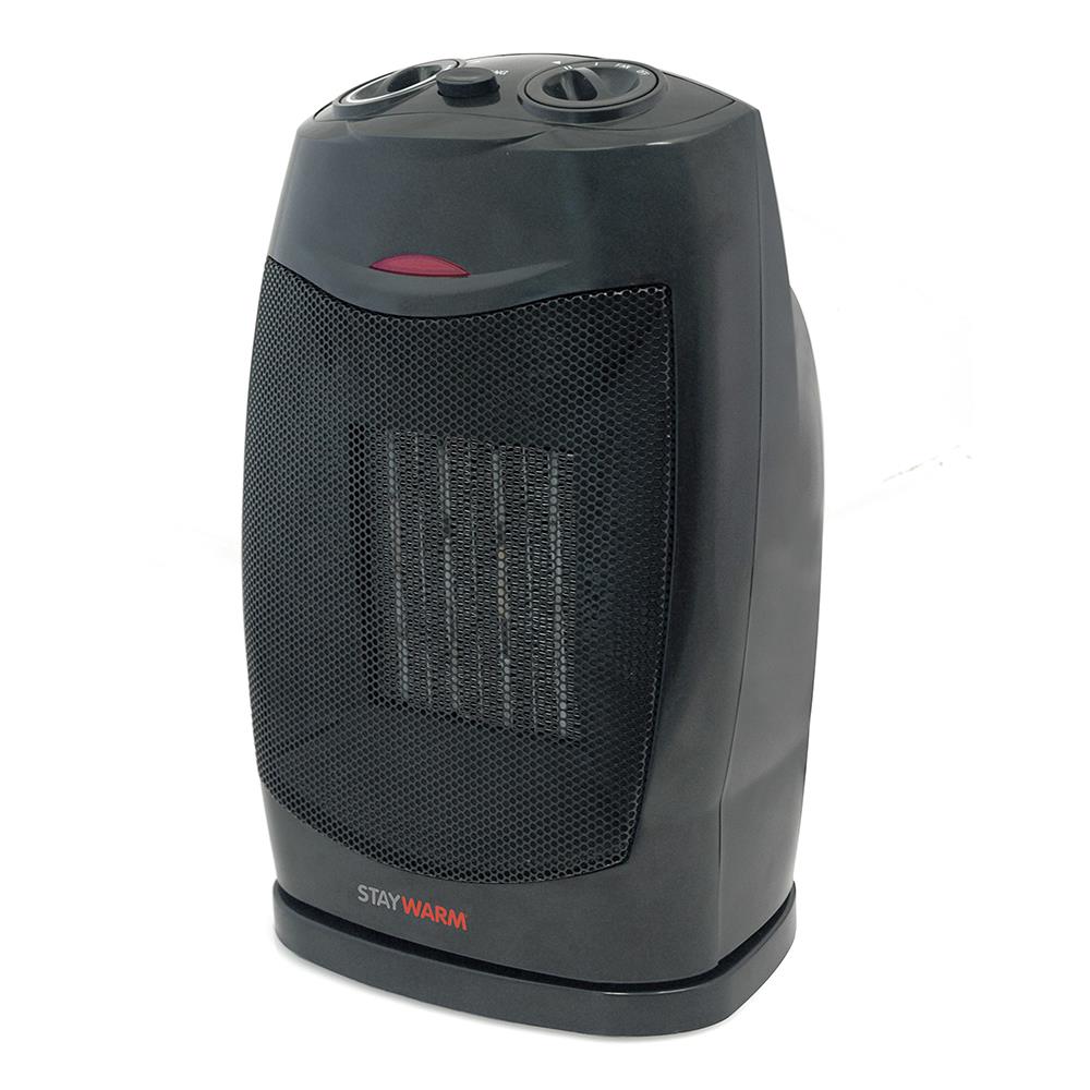 A2Z 1500w Oscillating PTC Ceramic Fan Heater, 1500w, 2 heat settings - Black