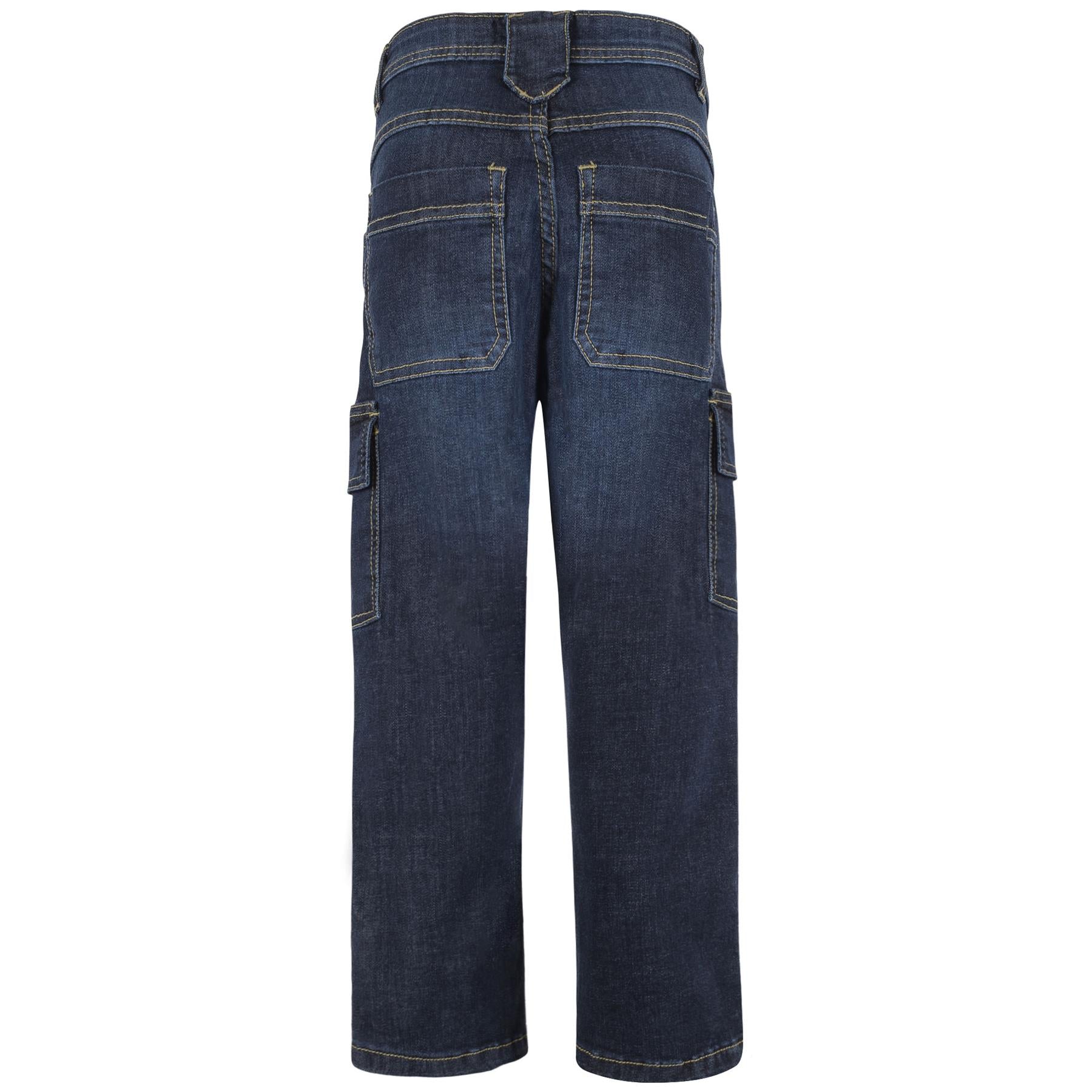 Kids Boys Cargo Denim Pant Stylish 6 Pocket Denim Jeans Stretchy Comfort Pant