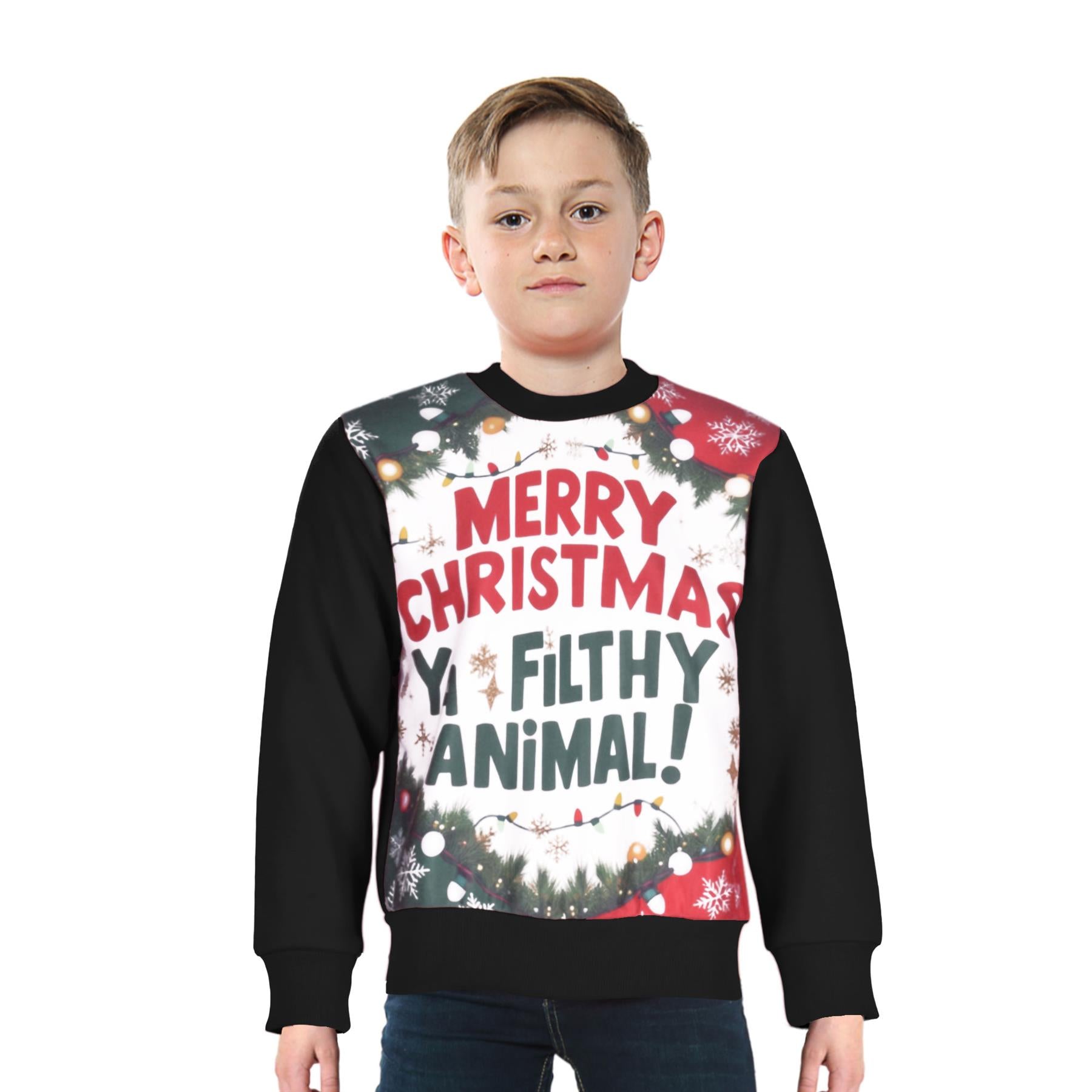 Kids Girls Boys Merry Christmas Ya Filthy Animal Jumper Hoodies Xmas Sweatshirts