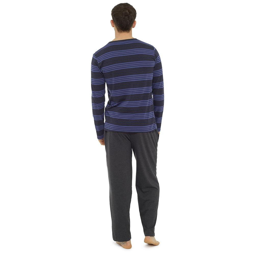 A2Z Mens Pyjama Jersey Soft Striped Long Sleeve Top Bottom Pyjamas 2 Piece Sets