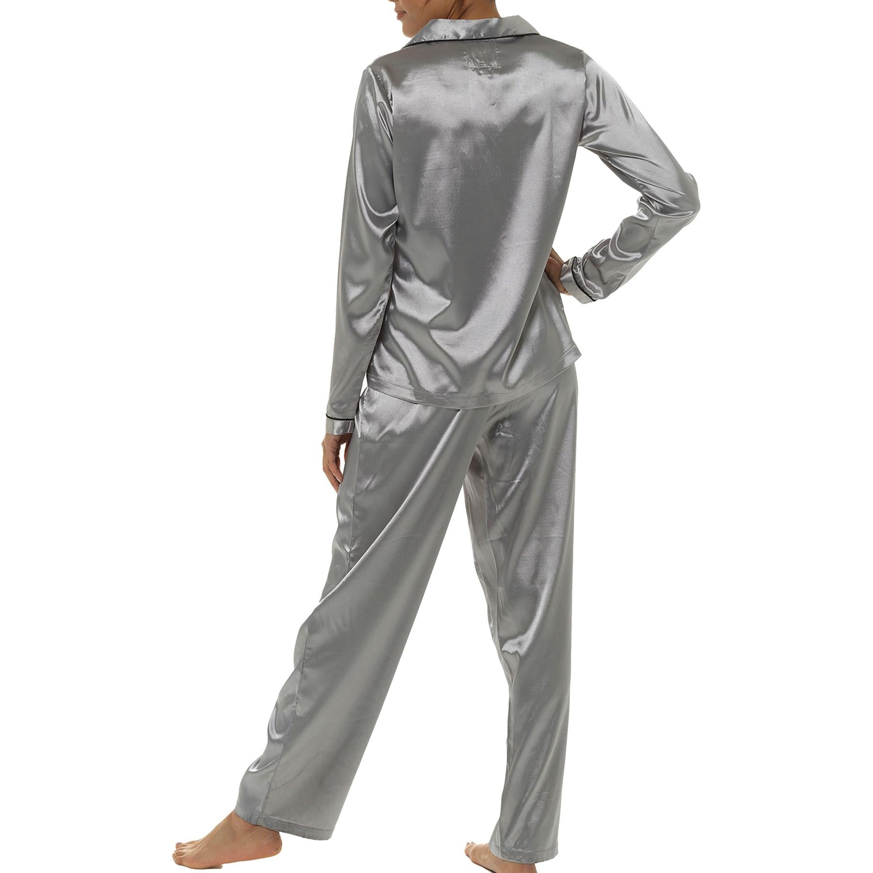 A2Z Ladies Silk Satin Pyjamas Set Button Down Top Bottom Sleepwear Bride PJS Set