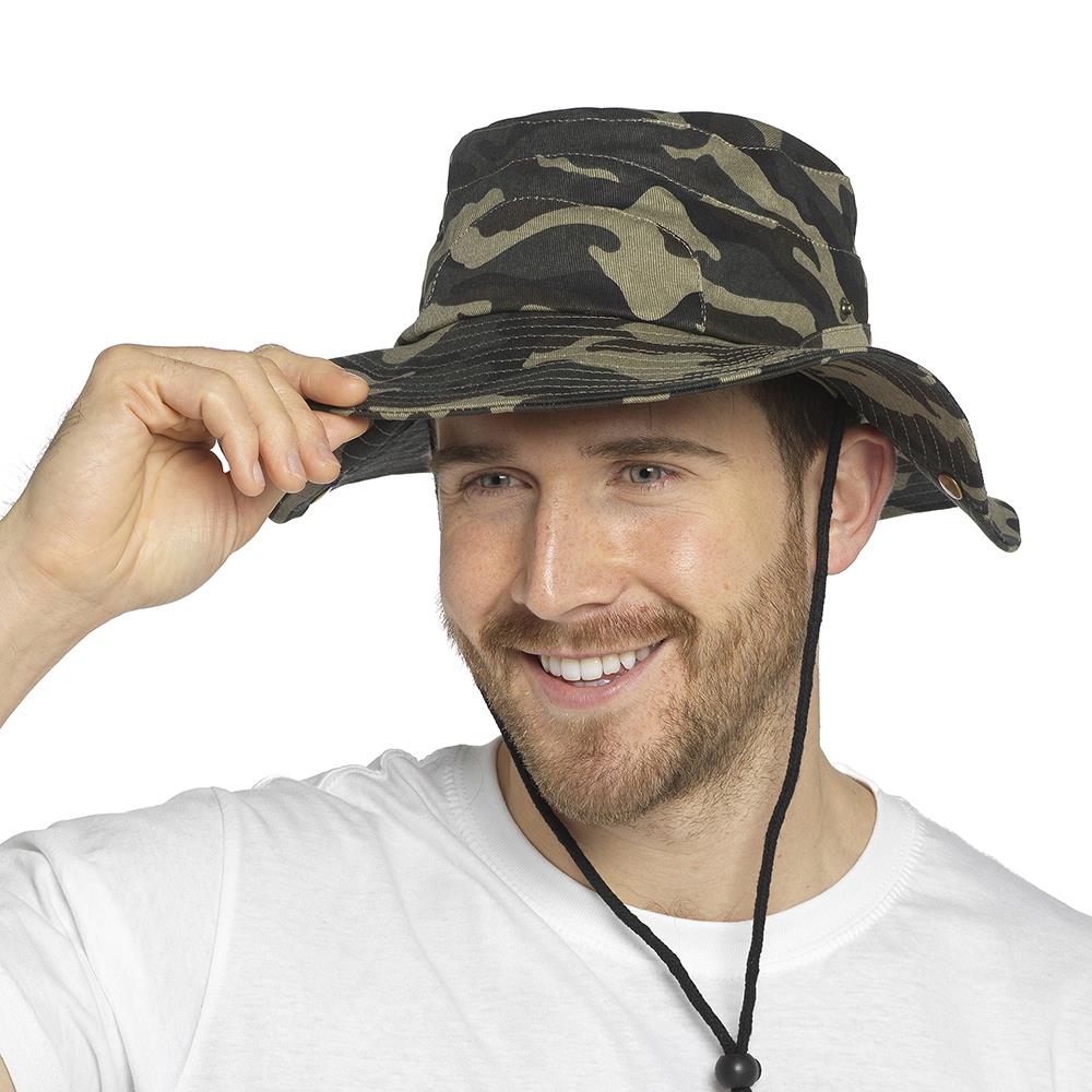 Mens Sun Hats Safari Protection Hat Cotton Breathable With Adjustable Chin Strap
