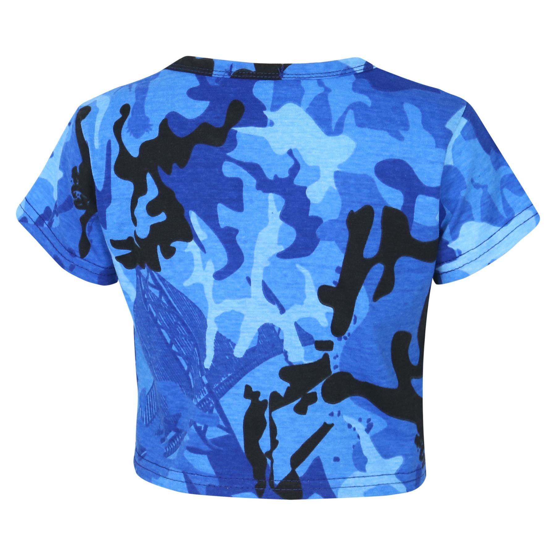 Kids Girls Camouflage Print Crop Top & Skater Skirt Summer Wear Outfit Set