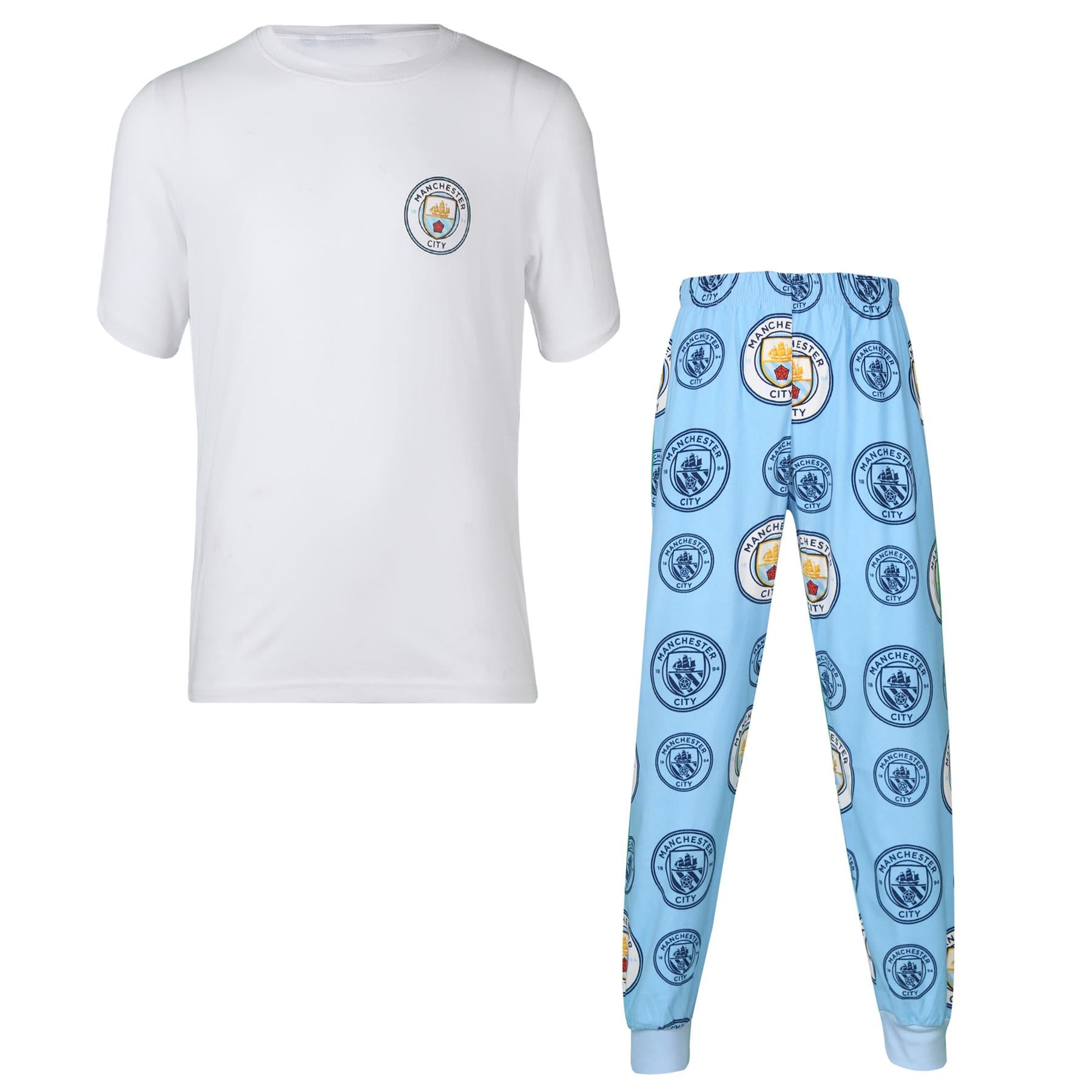 Kids Boys PJS Pyjama Set Manchester City Short Sleeve Officially Licensed Sets