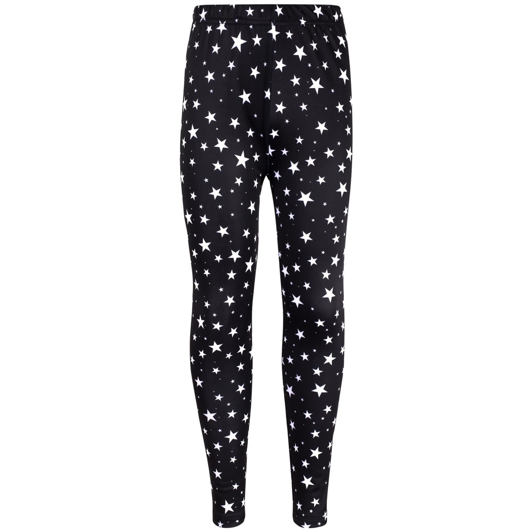 Girls Stars Print Black Soft Stretchy Fashion Leggings