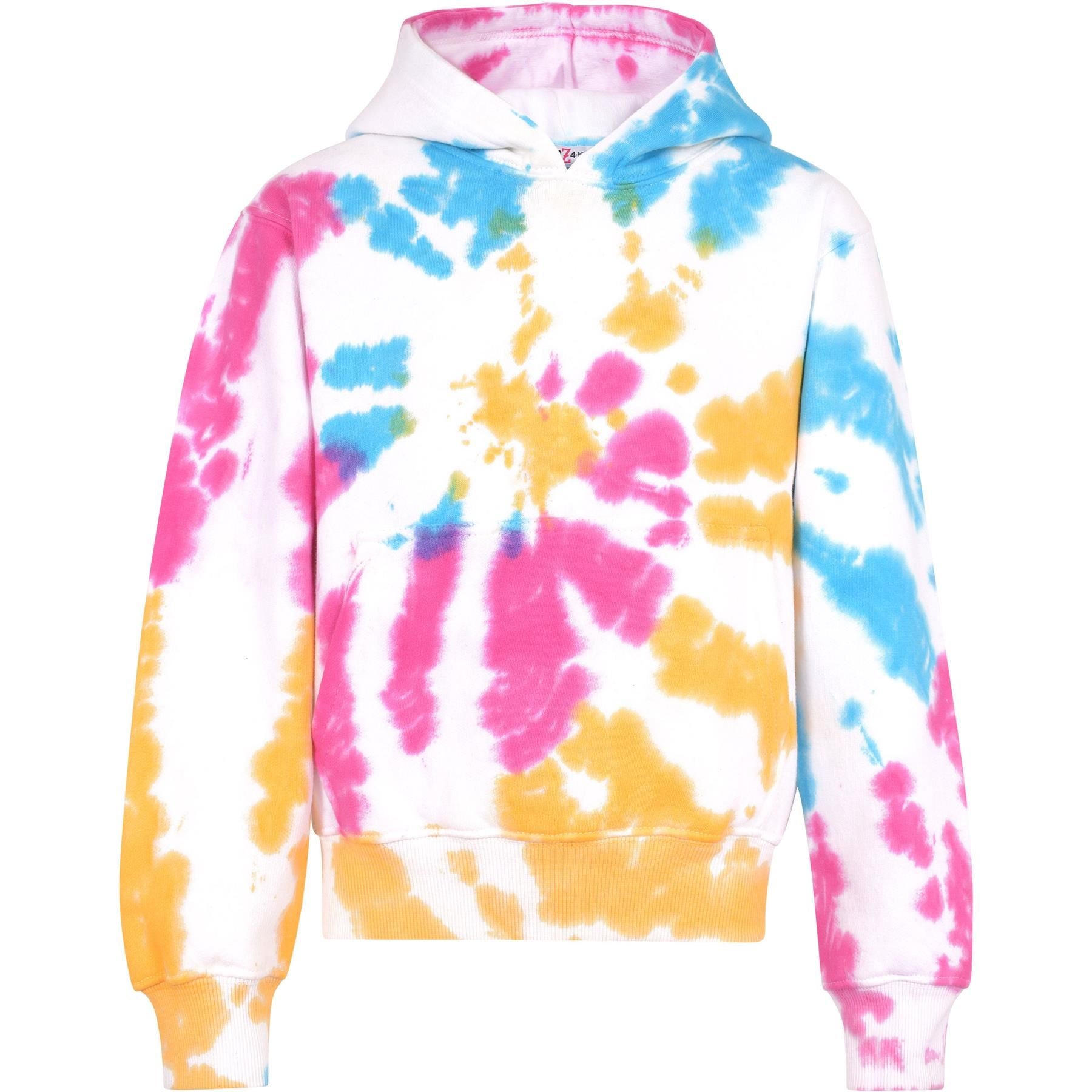 Kids Girls Sweat Shirt Tops Tie Dye Multi Hooded Jumpers Hoodies Age 5-13 Years