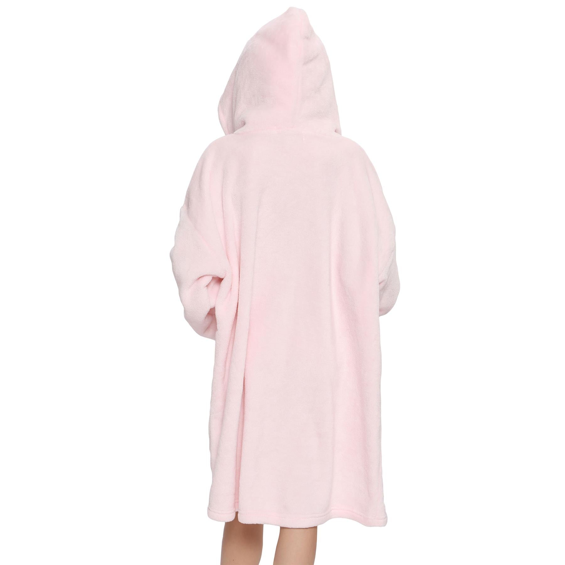 Kids Unisex Oversized Hoodie Baby Pink Snuggle Blanket Super Soft Warm Fleece