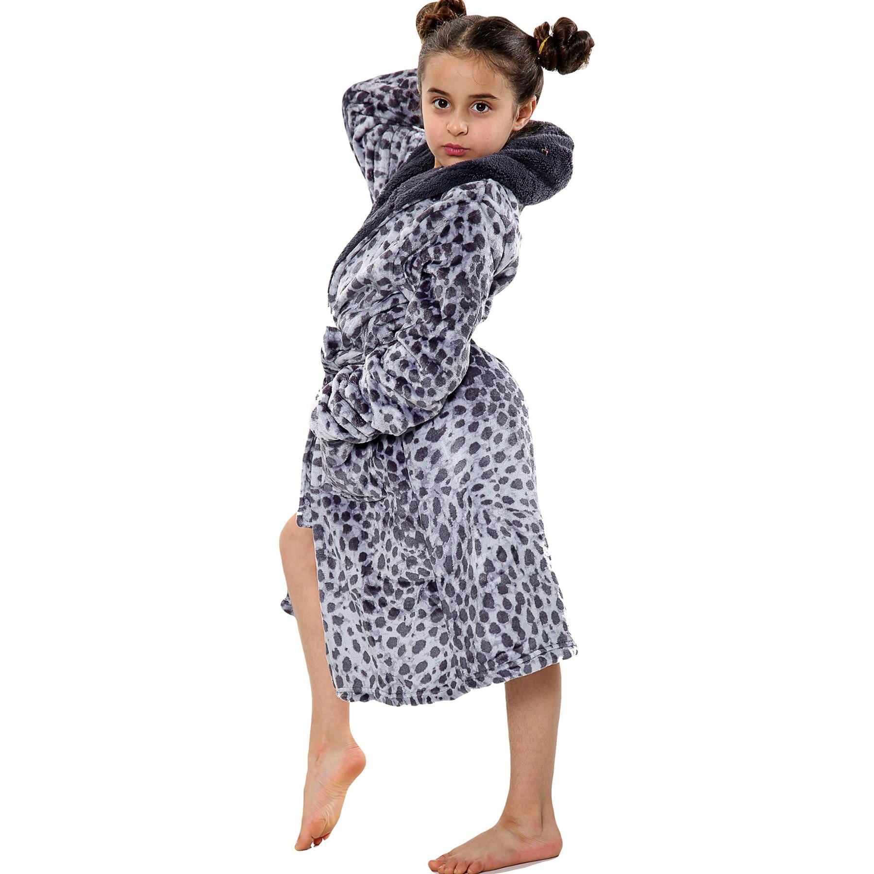 A2Z 4 Kids Soft Leopard Print Bathrobe Dressing Gown