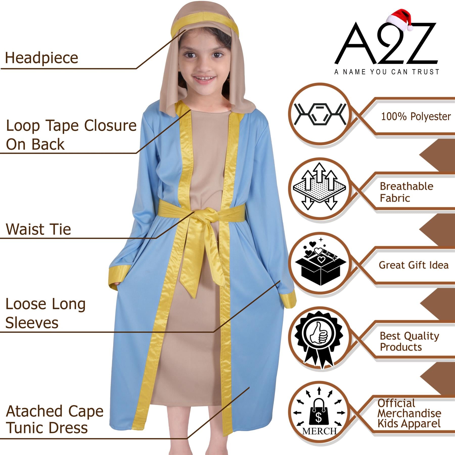 Kids Girls Xmas Nativity Mary Costume School Play Fancy Dress Mary Costume