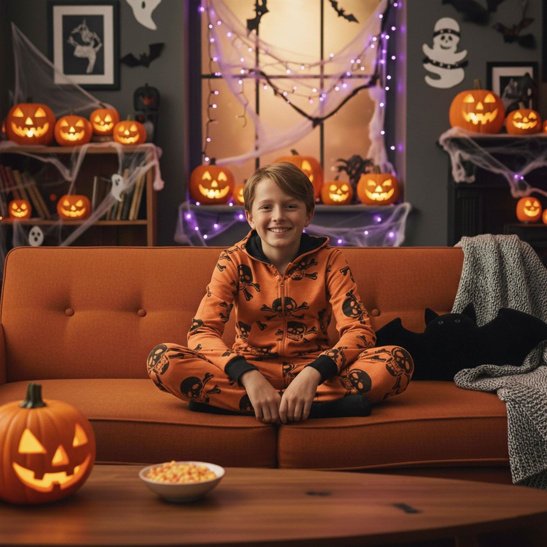 Kids Girls Boys One Piece Halloween Print Onesie