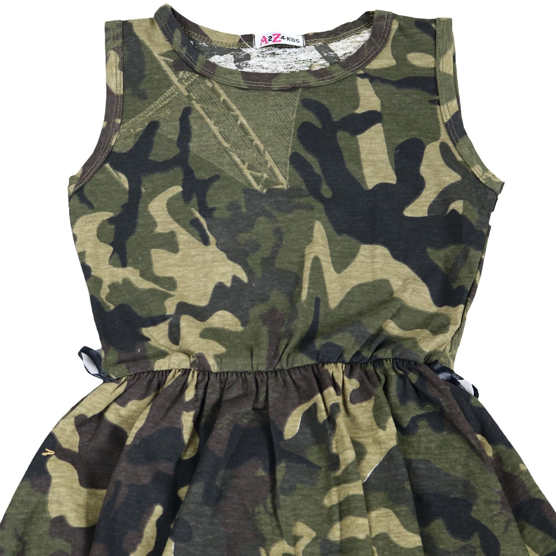 Girls Skater Dress Kids Camouflage Summer Casual Party Dress 5-13 Years