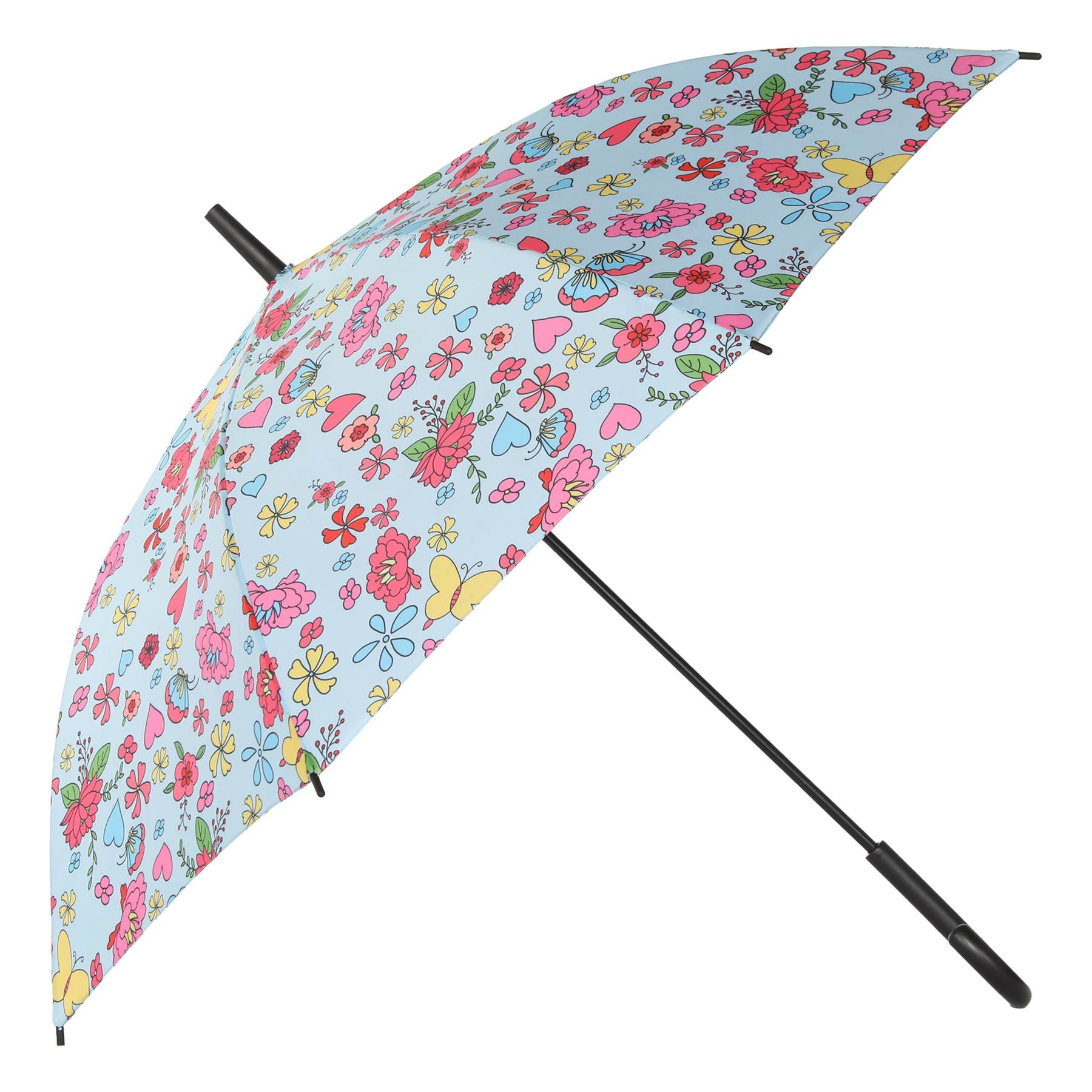 Kids Stick Umbrella Walking Umbrellas Rainwater 8 Rib Firm Flower AOP Fun Brolly