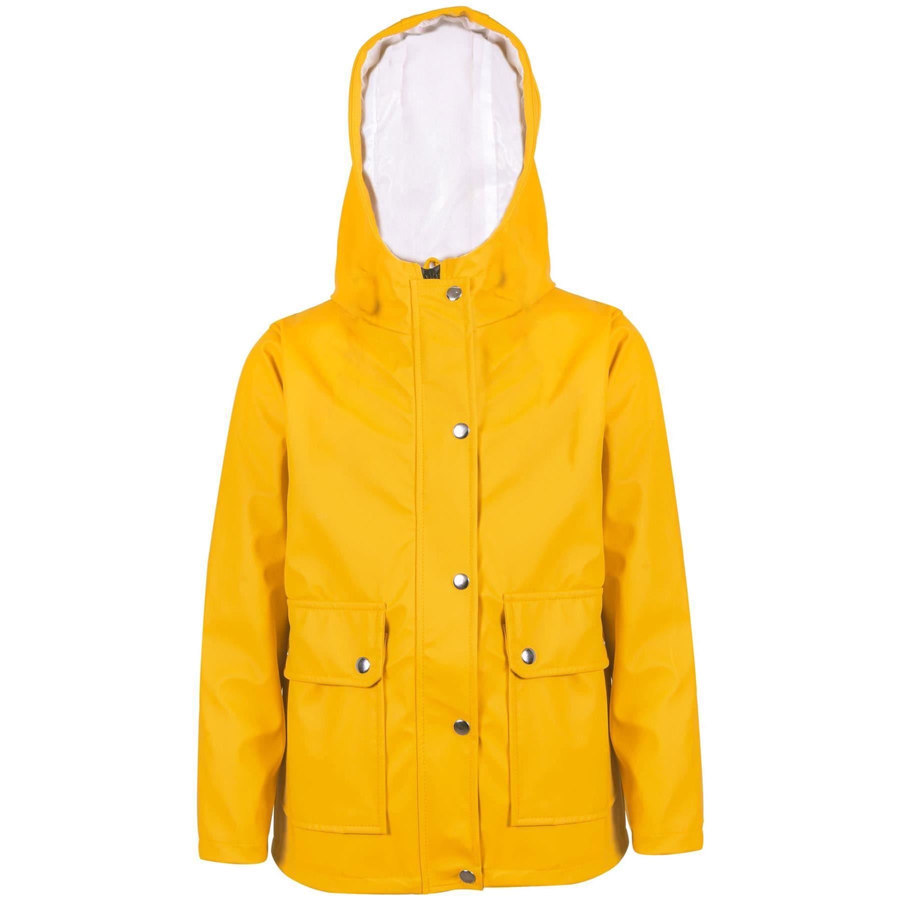 Girls Boys PU Raincoat Jacket Yellow Waterproof Coat