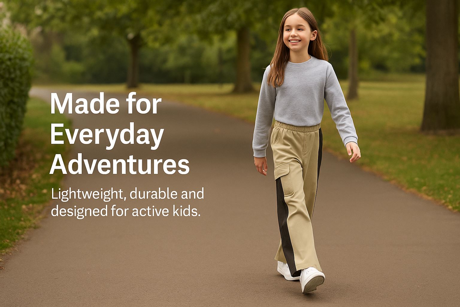 A2Z 4 Kids Girls Wide Leg Cargo Trousers Baggy Nylon Pants with Contrast Panels