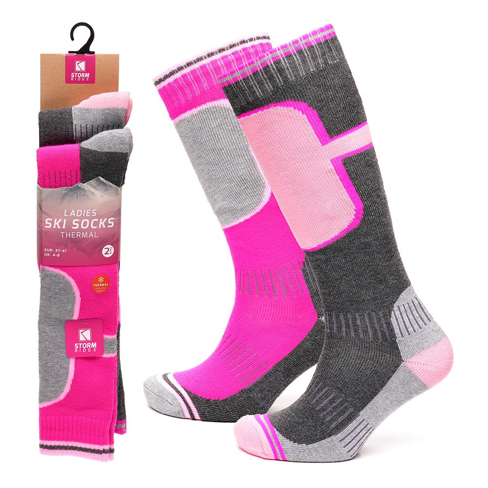 Ladies Thermal Ski Knee High Pack of 2 Warm Thick Cosy Comfortable Women Socks