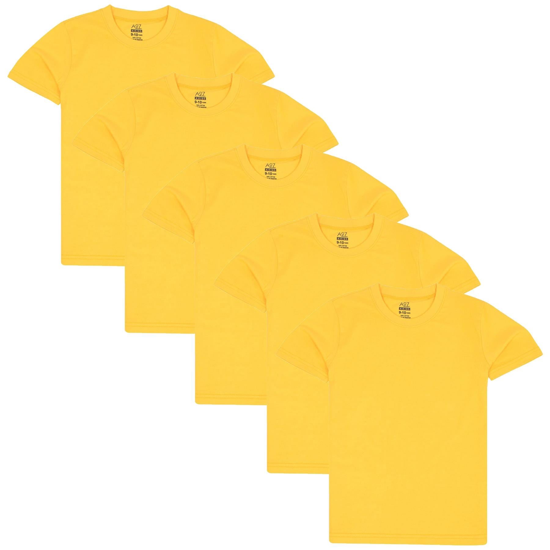 Girls Boys Pack Of 5 Plain PE School T Shirts Lightweight Summer Soft Feel Top