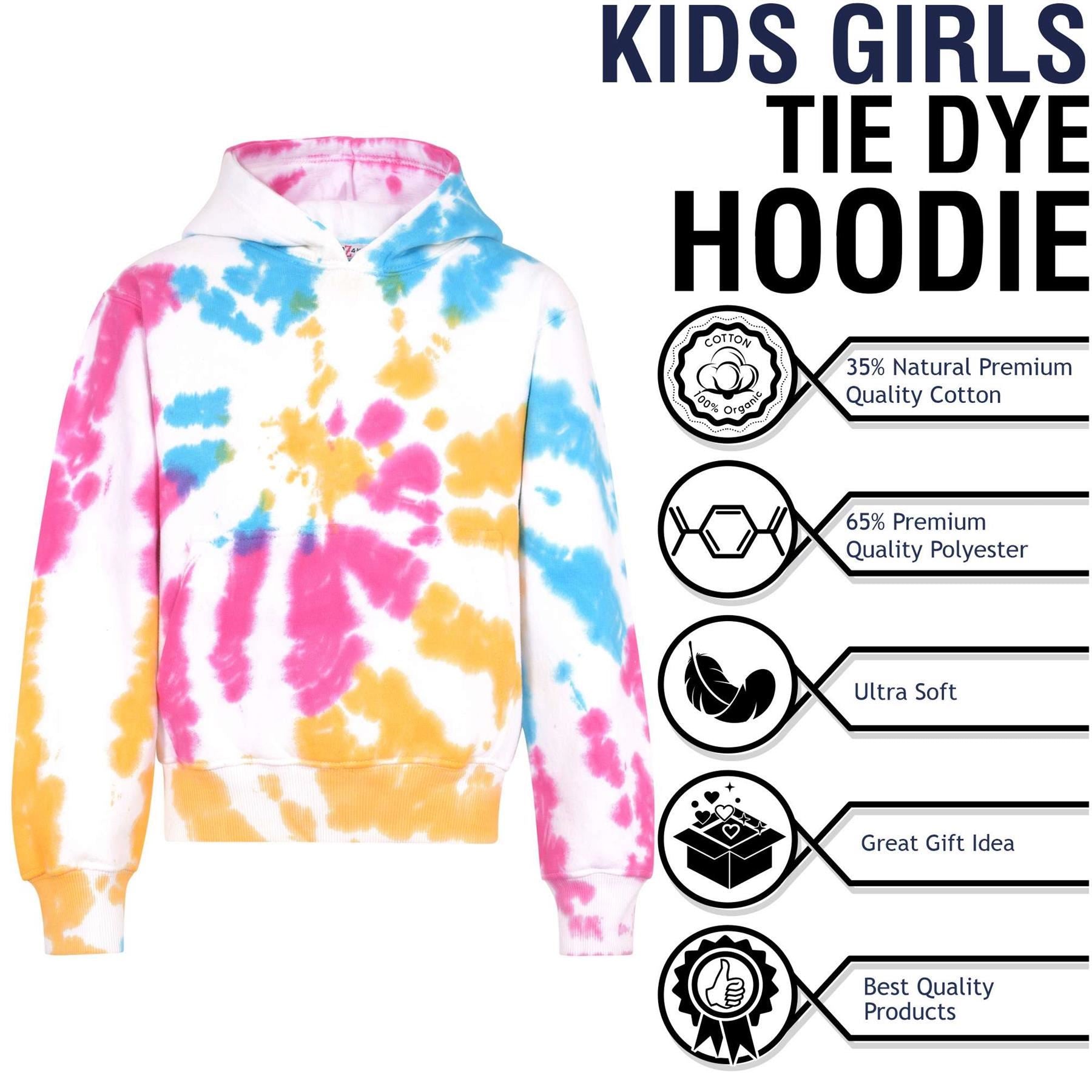 Kids Girls Sweat Shirt Tops Tie Dye Multi Hooded Jumpers Hoodies Age 5-13 Years