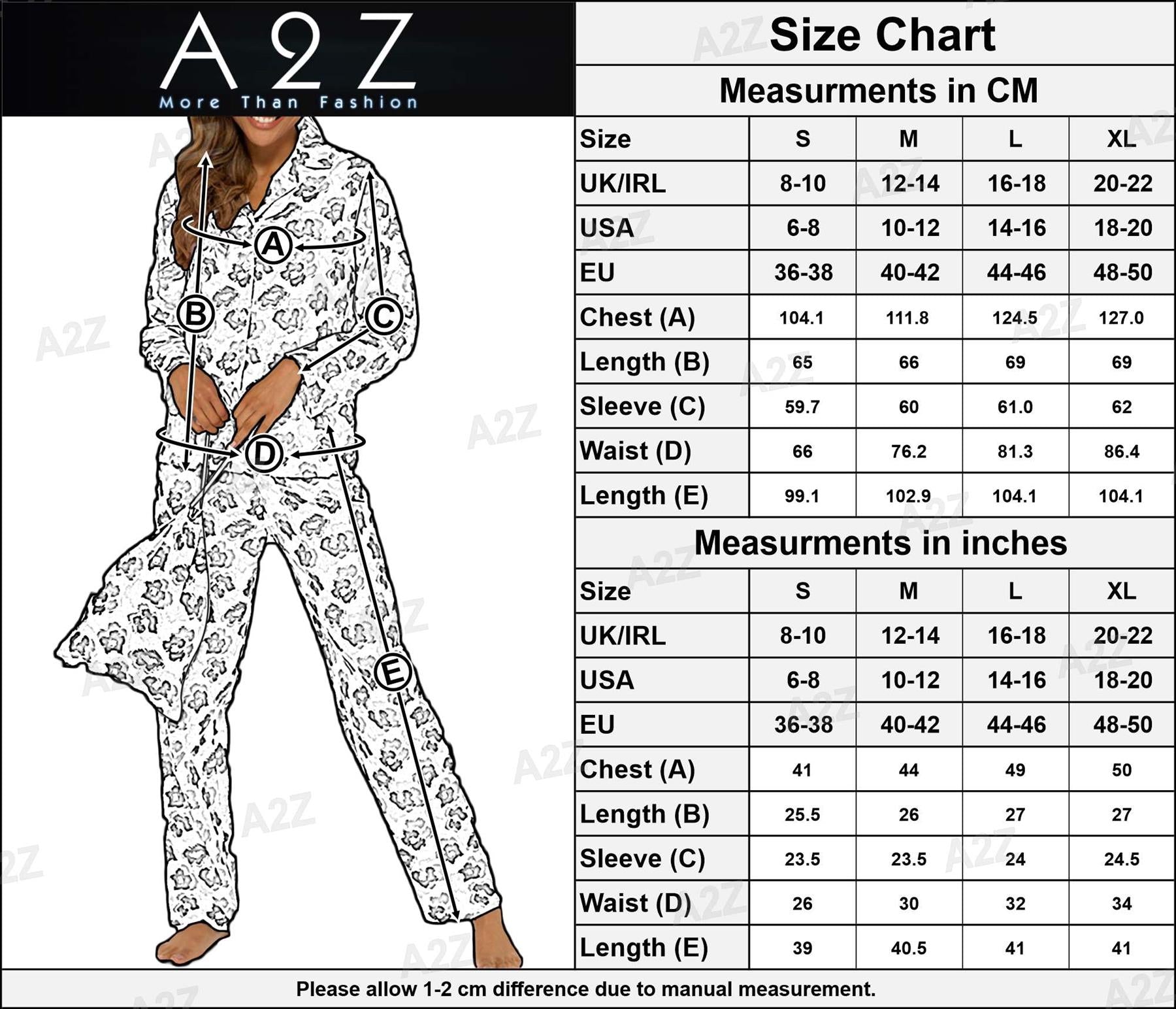 A2Z Ladies Pyjamas Button Down Leopard Cotton Sleepwear Women's Pyjama Sets