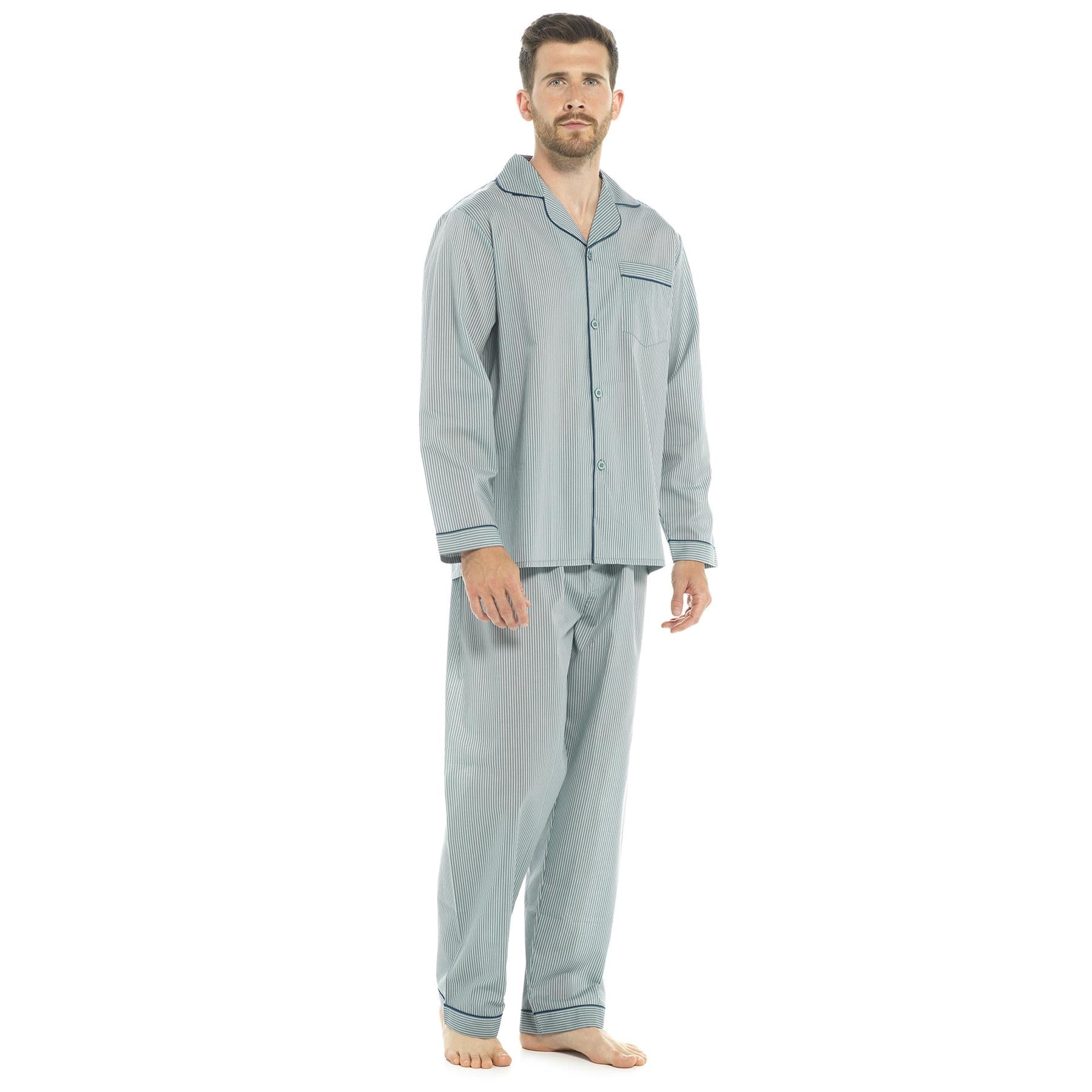 A2Z Mens Pyjama Traditional Poly Pyjama Sets Long Sleeve 2 Piece Pyjamas Top Set