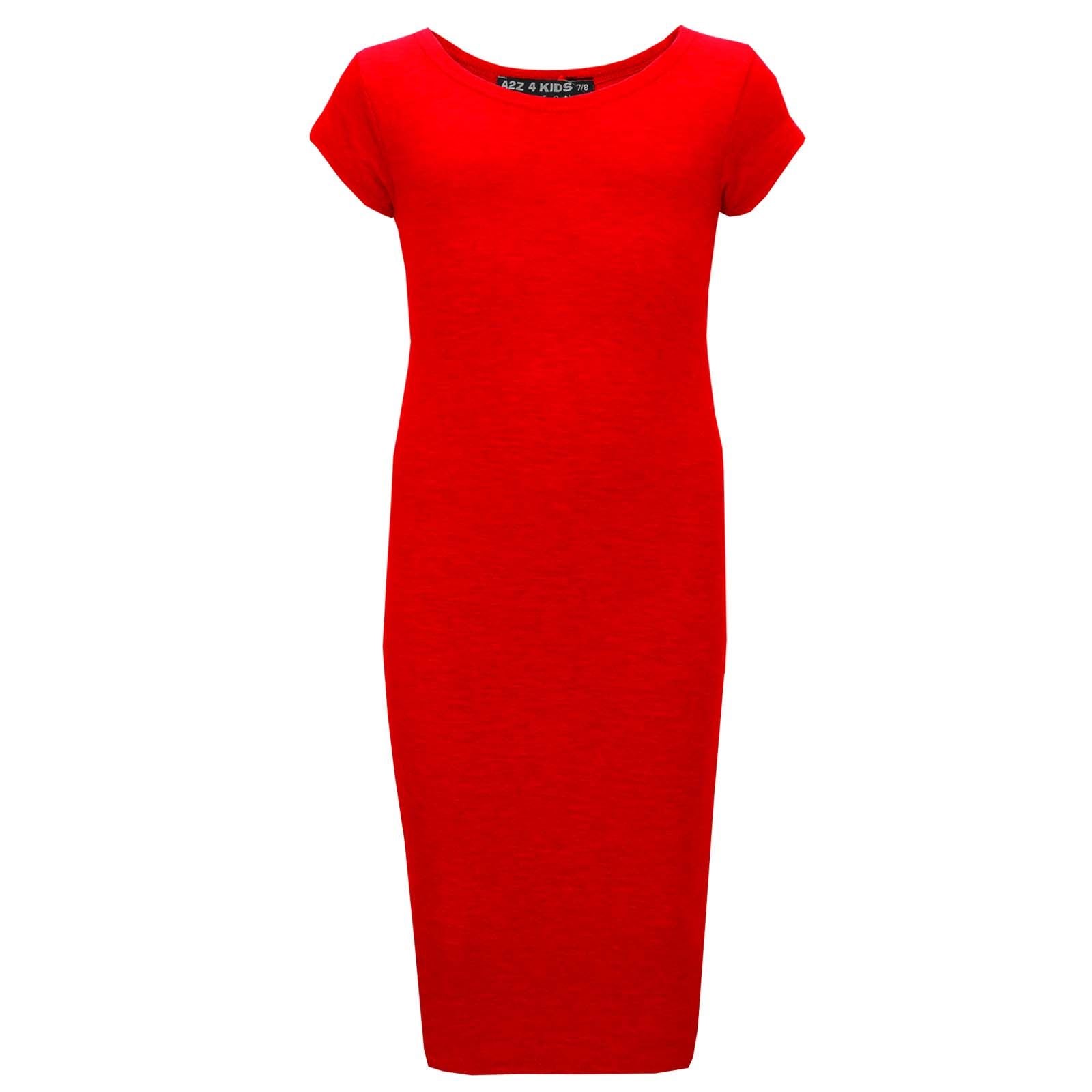 A2Z 4 Kids Girls Bodycon Plain Midi Dress Short Sleeve Dresses Party Costume