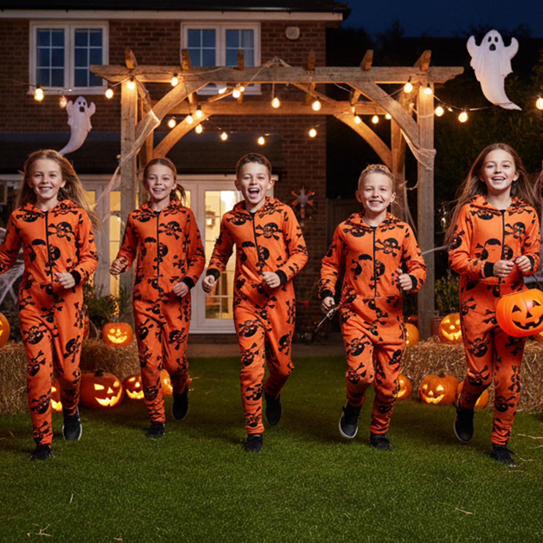 Kids Girls Boys One Piece Halloween Print Onesie