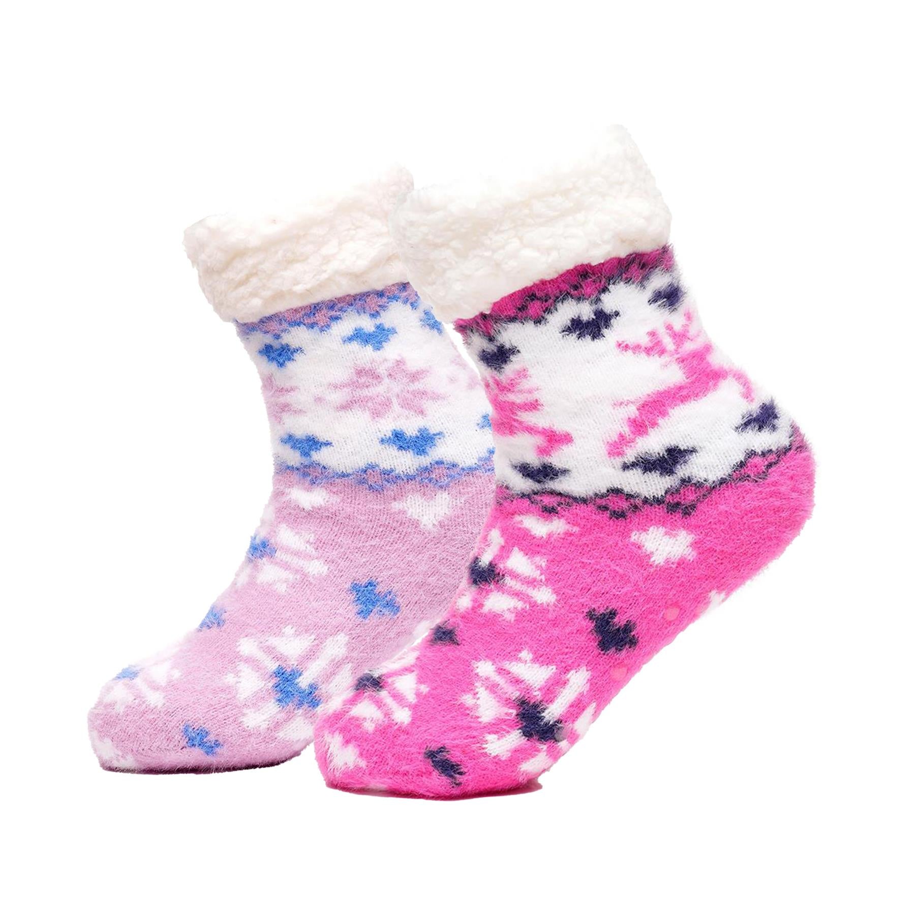 A2Z Ladies Super Soft Fairisle Bed Cosy Fluffy Socks With Sherpa Lining Socks