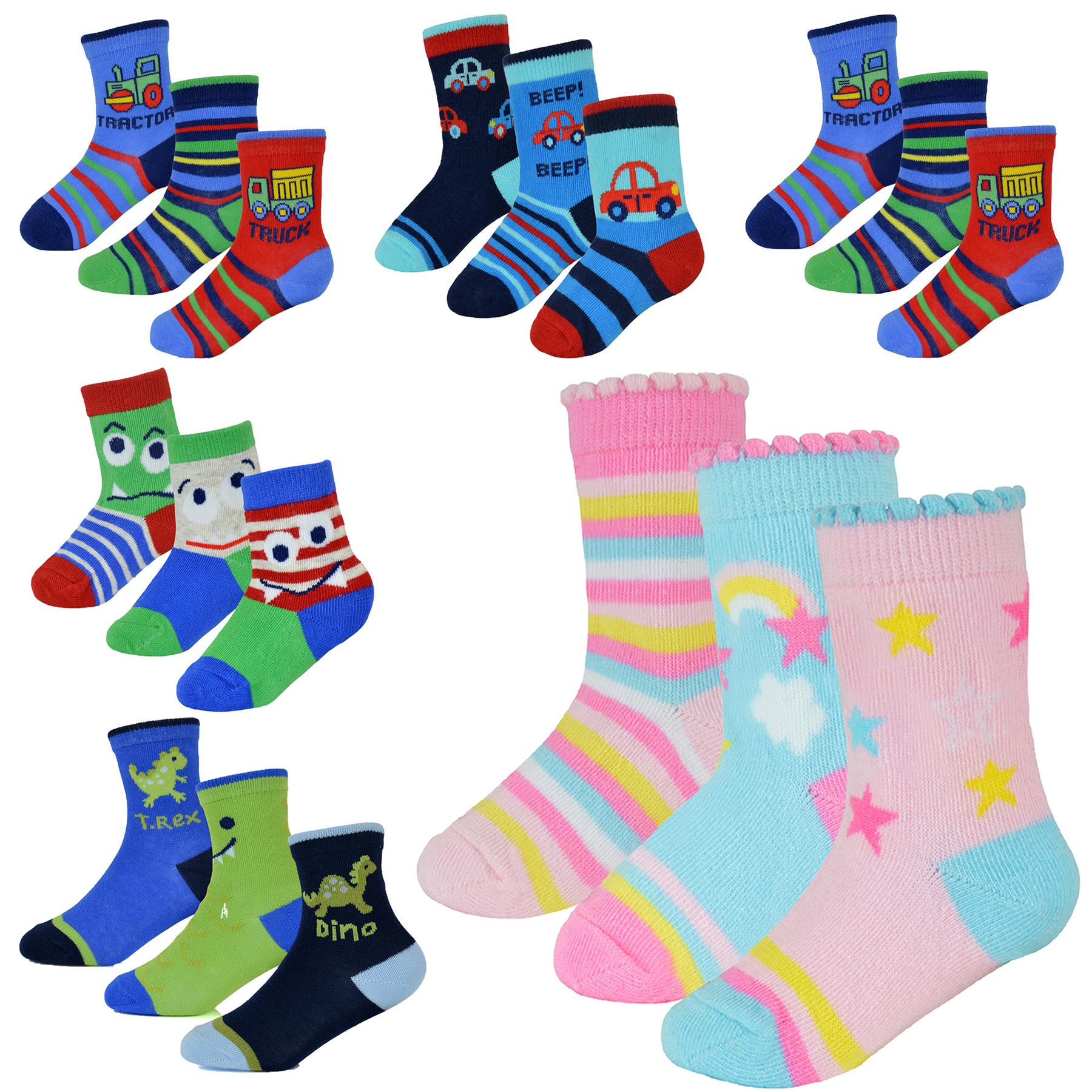 Infant Baby Girls Boys Multi Design Pack of 3 Kids Newborn Footwear Socks