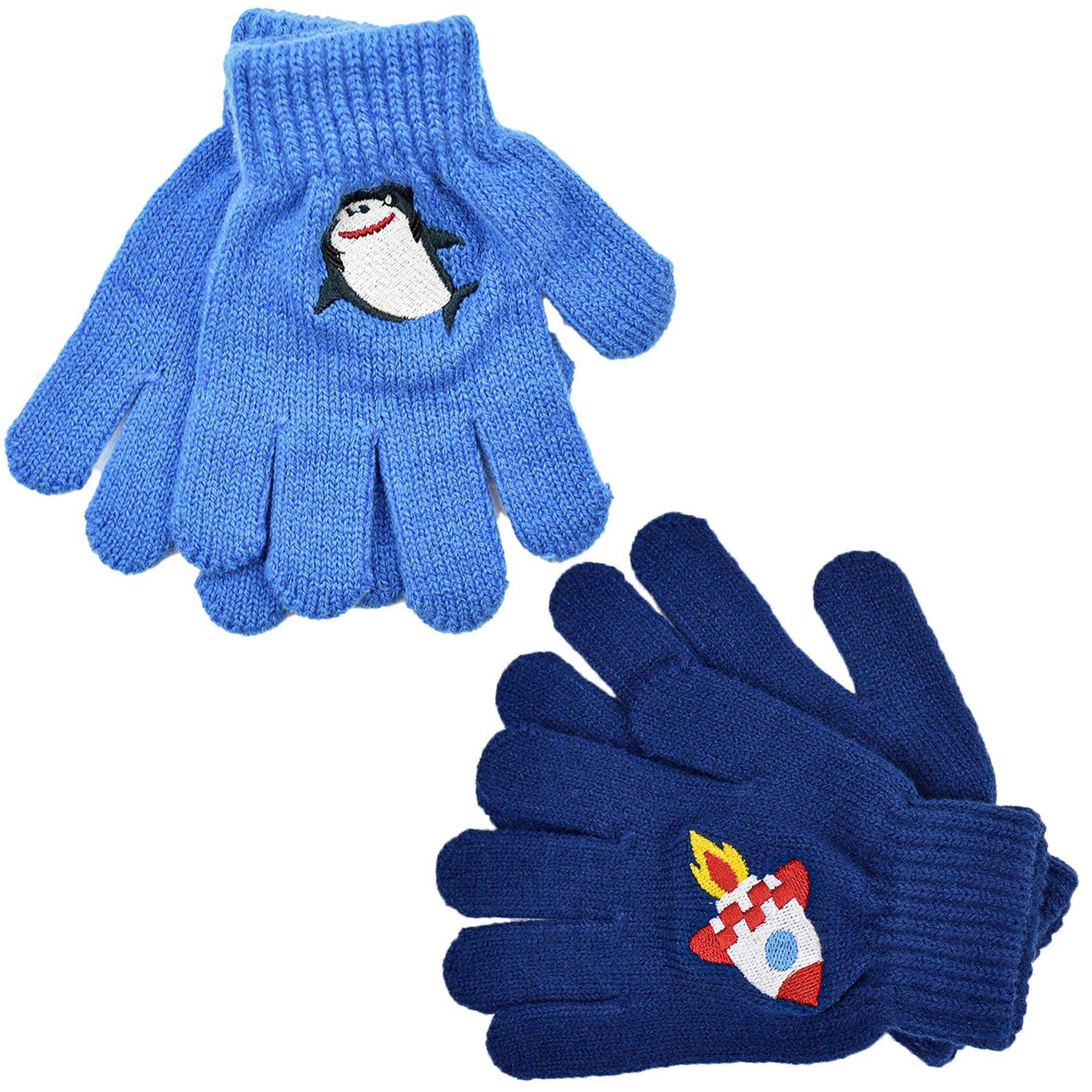 Boys Gloves Winter Warm Thermal Magic Mitten One Size Embroidered Motifs Gloves