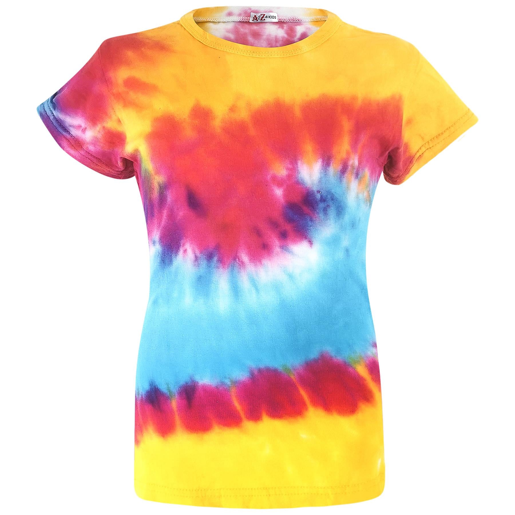 Kids Girls T Shirts Tie Dye Print Trendy Fashion Tank Top & Tees