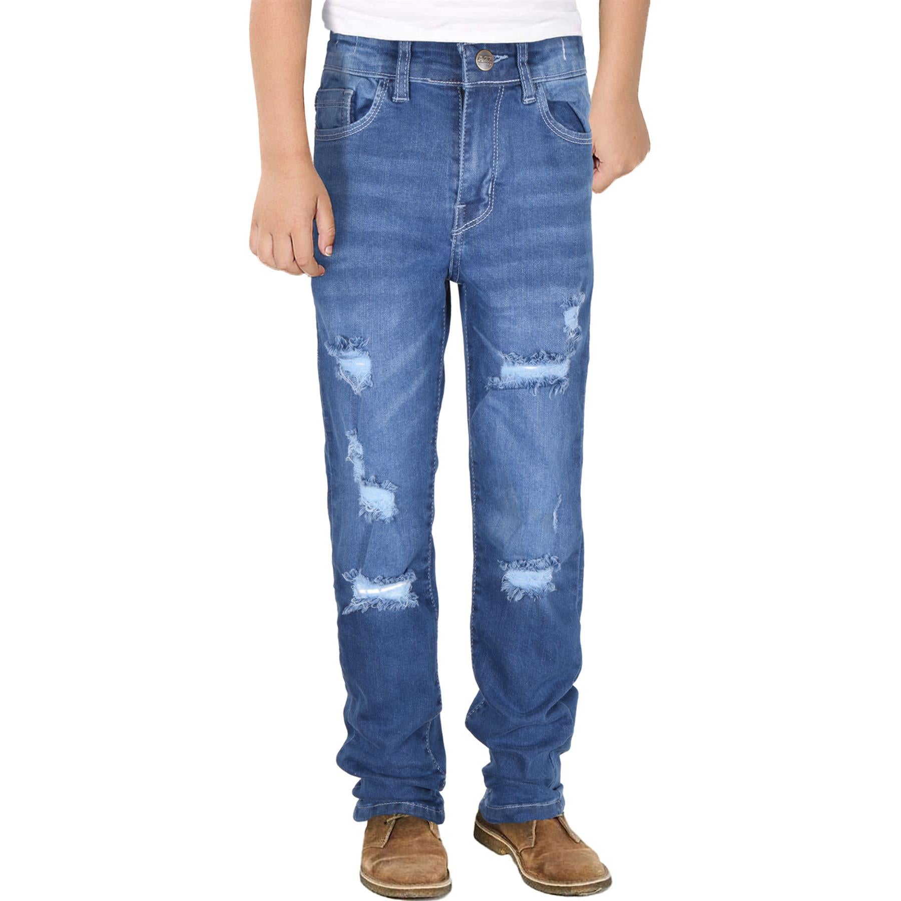 Kids Boys Relaxed Straight Fit Boot Cut Ripped Jeans