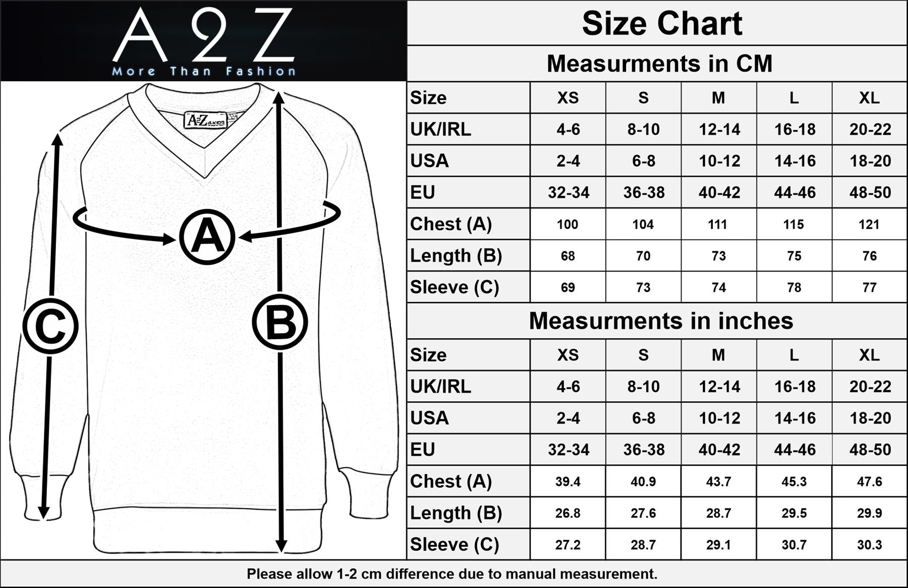 A2Z Senior Girls Boys V Neck Jumper 2 Pack High School Sweatshirt For Adult