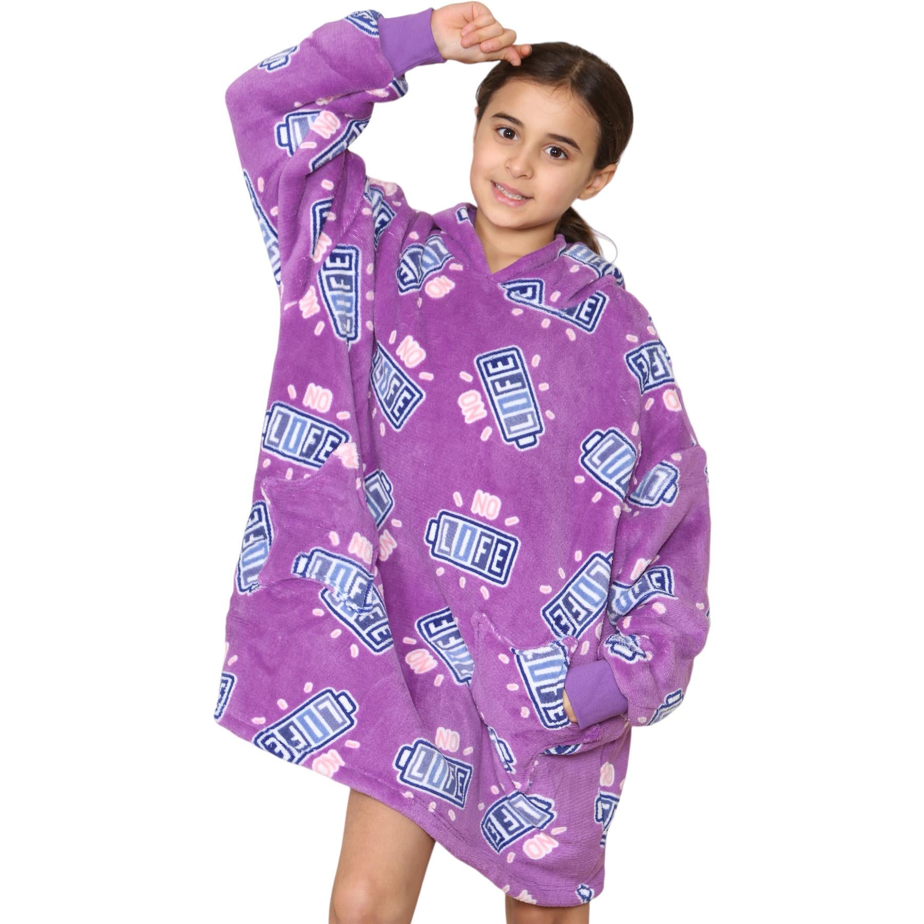 Kids Girls Boys Ultra Soft Oversized Hoodie Snuggle Plush Sherpa Fleece Lining