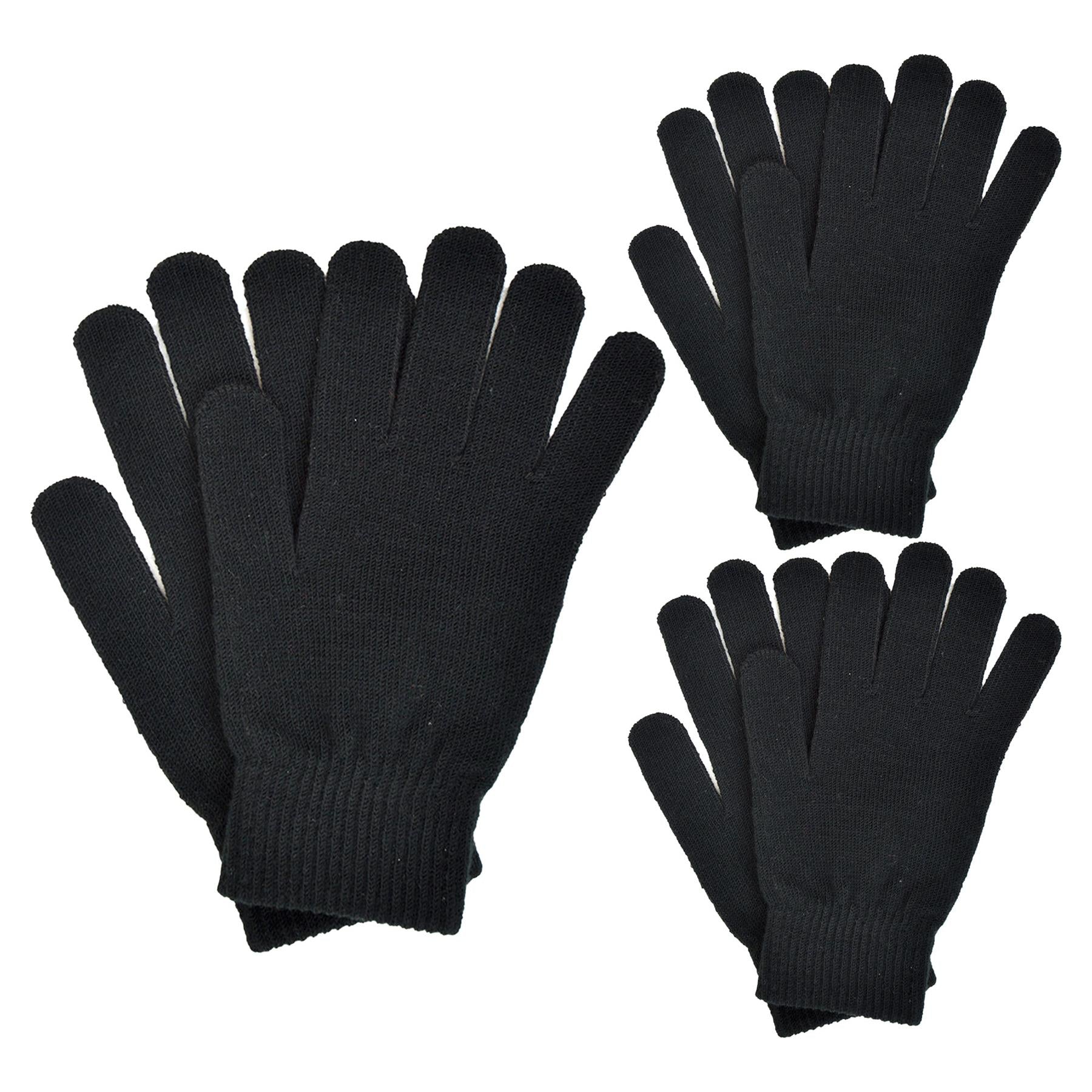 Mens Gloves Winter Warm Thermal Black Magic Gloves Knit One Size Soft Mittens