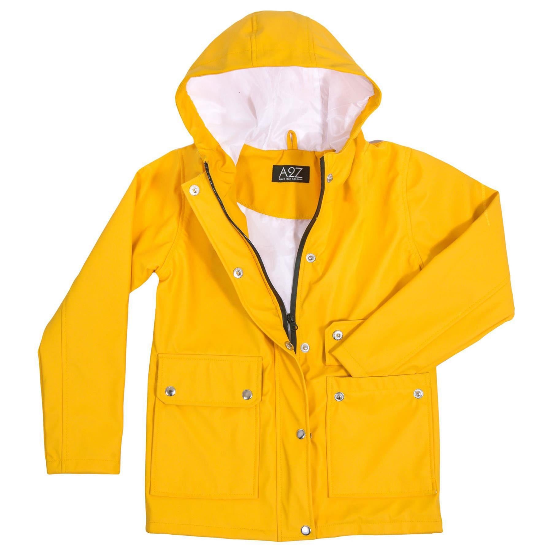 Girls Boys PU Raincoat Jacket Yellow Waterproof Coat