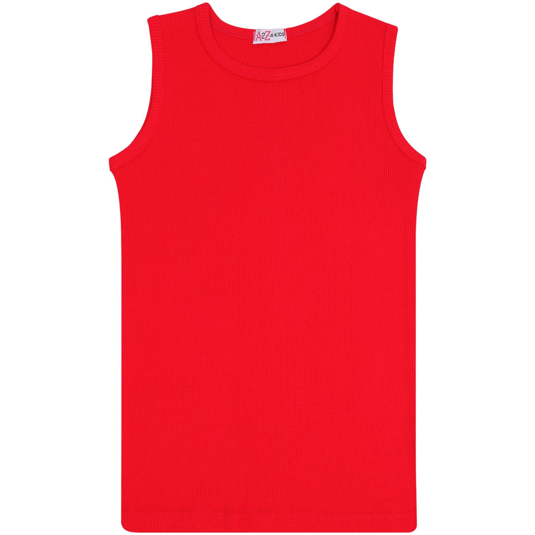 Kids Girls Boys Childrens Vest Top Tank Top Fitted 100% Rich Cotton 2-13 Years
