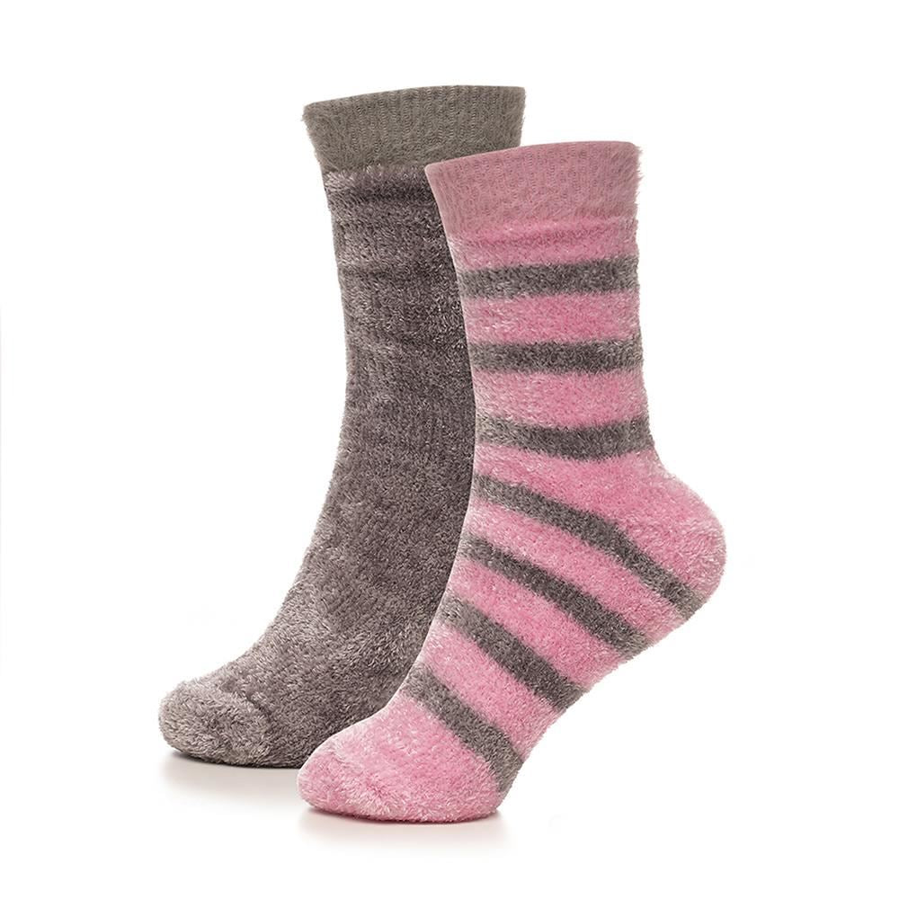 A2Z Ladies Socks 2 Pack Chenille Striped Velvet Socks Winter Warm Cozy Socks