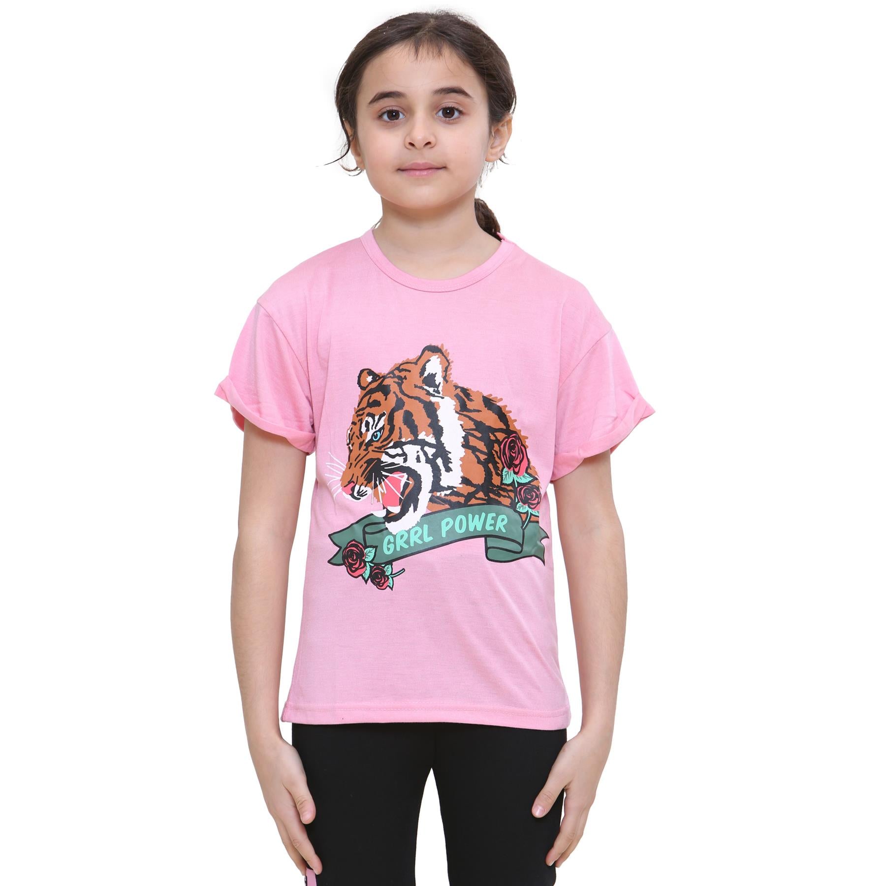 Kids Girls T Shirts Grrl Power Printed Summer Tank Top & Tees