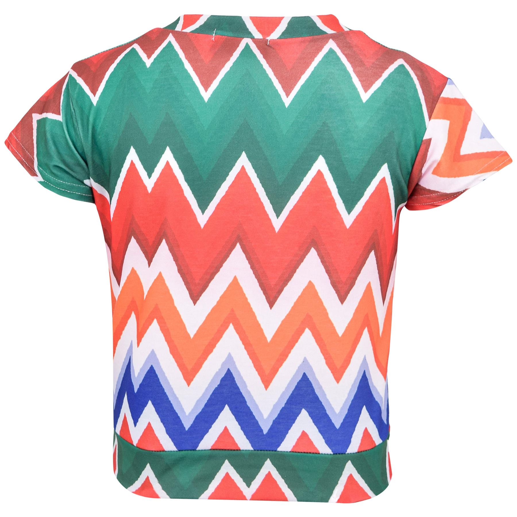 Girls Top Kids Short Sleeves Crop Top Chevron Print T Shirt Top & Legging Set