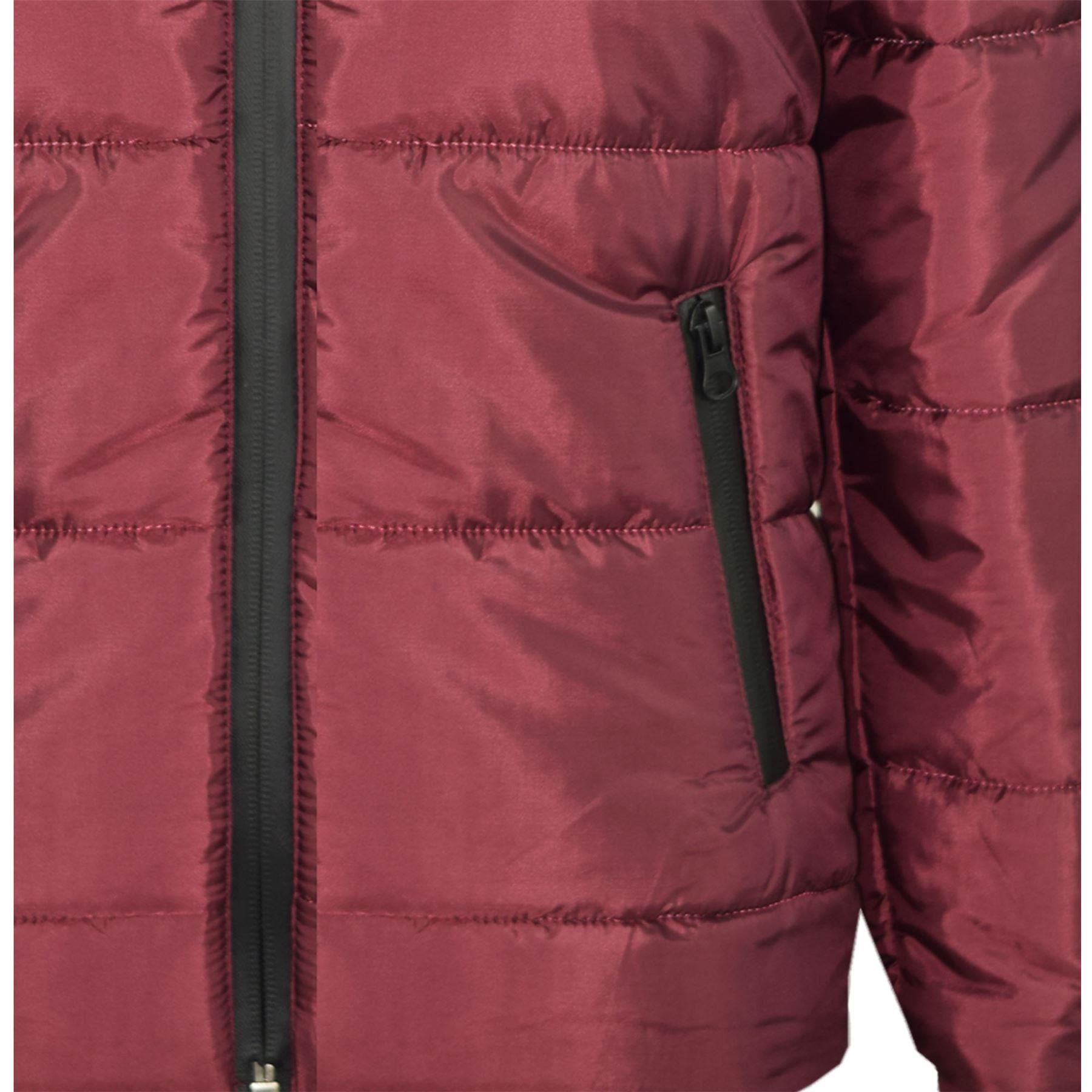 Kids Jacket Girls Boys Padded Wine Puffer Hooded Zipped Coat Warm Thick Coats