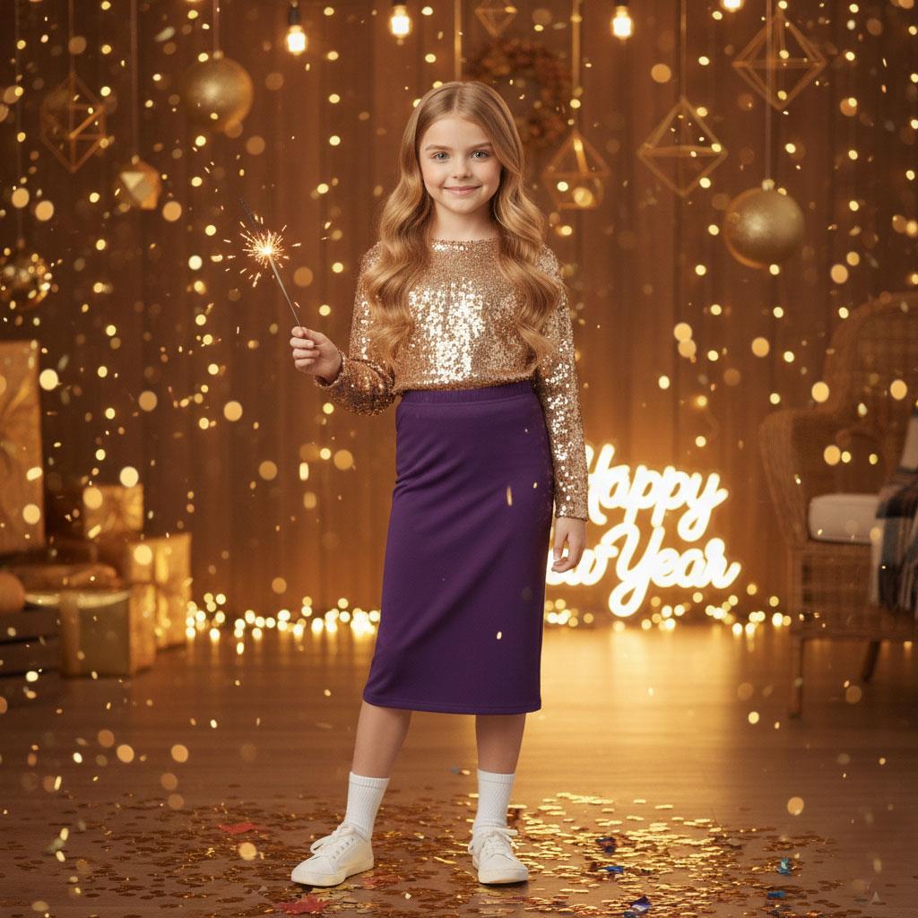 Girls Maxi Skirt Soft Stretch Viscose Skirt Comfy School Wear For Age 5-13 Year