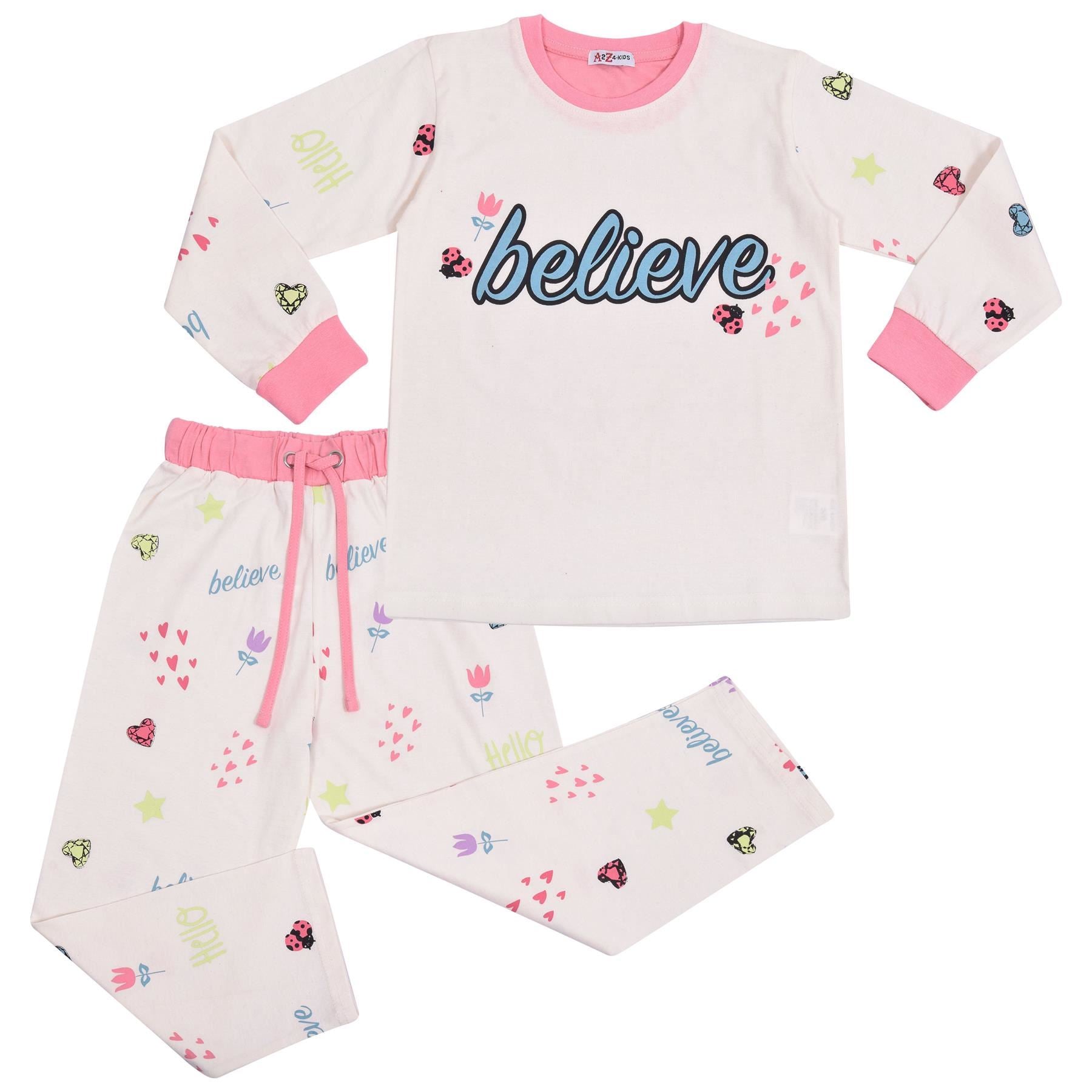 Kids Girls Good Night Print Pyjamas Set