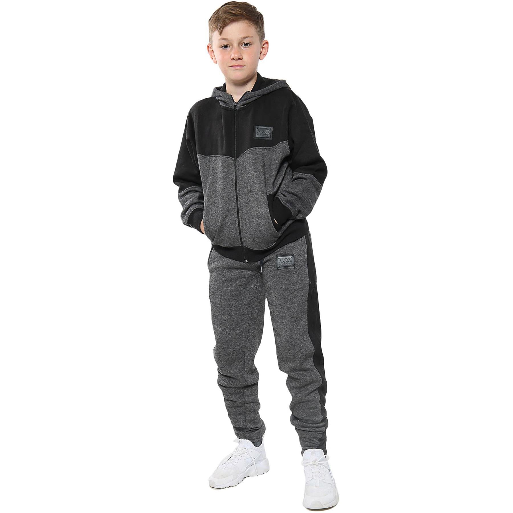 Boys Girls Tracksuit Fleece Hoodie Top Joggers Bottom Suit Set Age 2-13 years