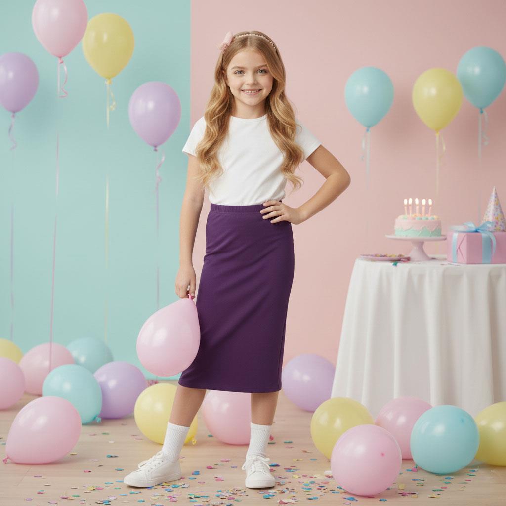 Girls Maxi Skirt Soft Stretch Viscose Skirt Comfy School Wear For Age 5-13 Year