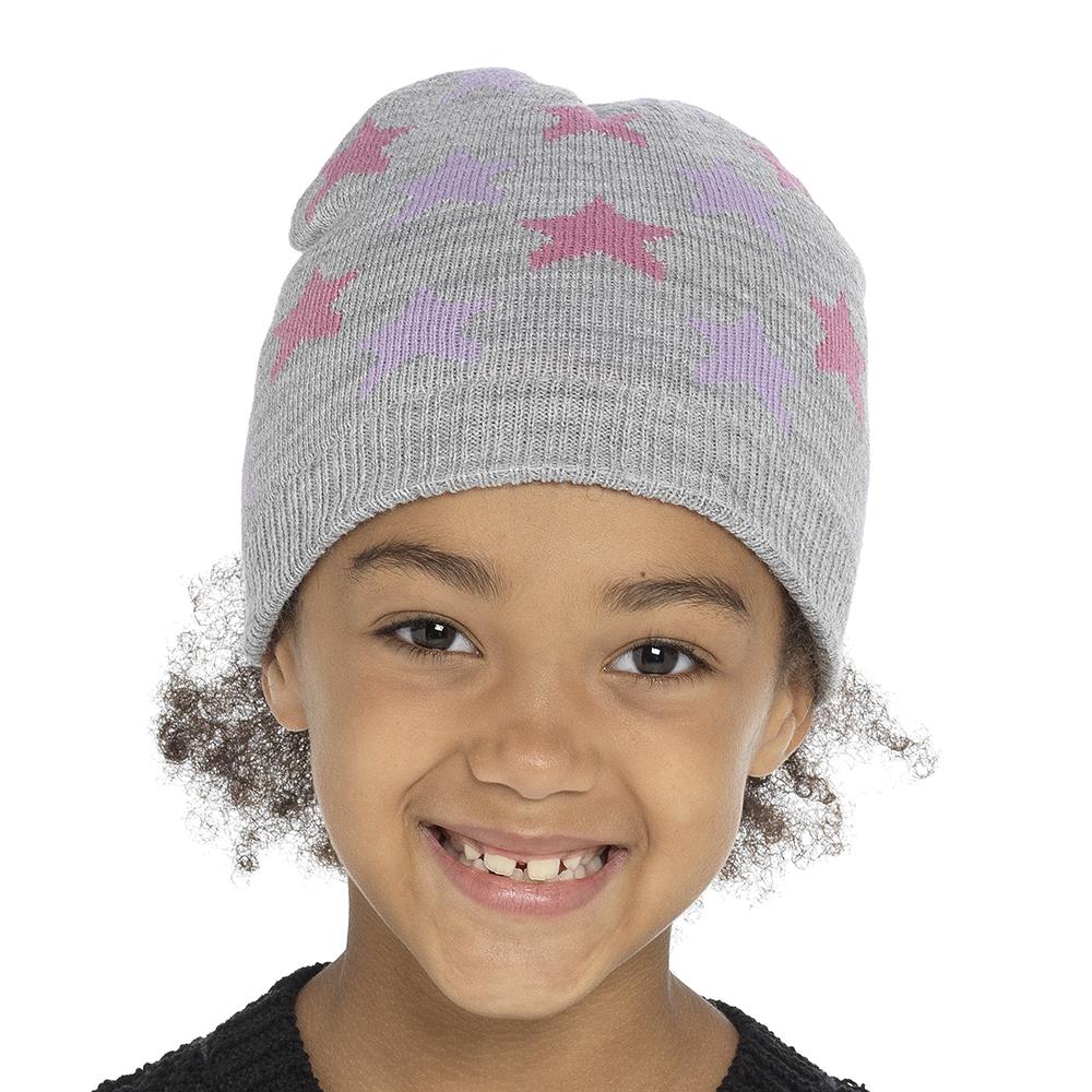 A2Z 4 Kids Girls Hat 2 Pack Spotty Star Beanie Soft Fleece Warm Winter Hats 6-13