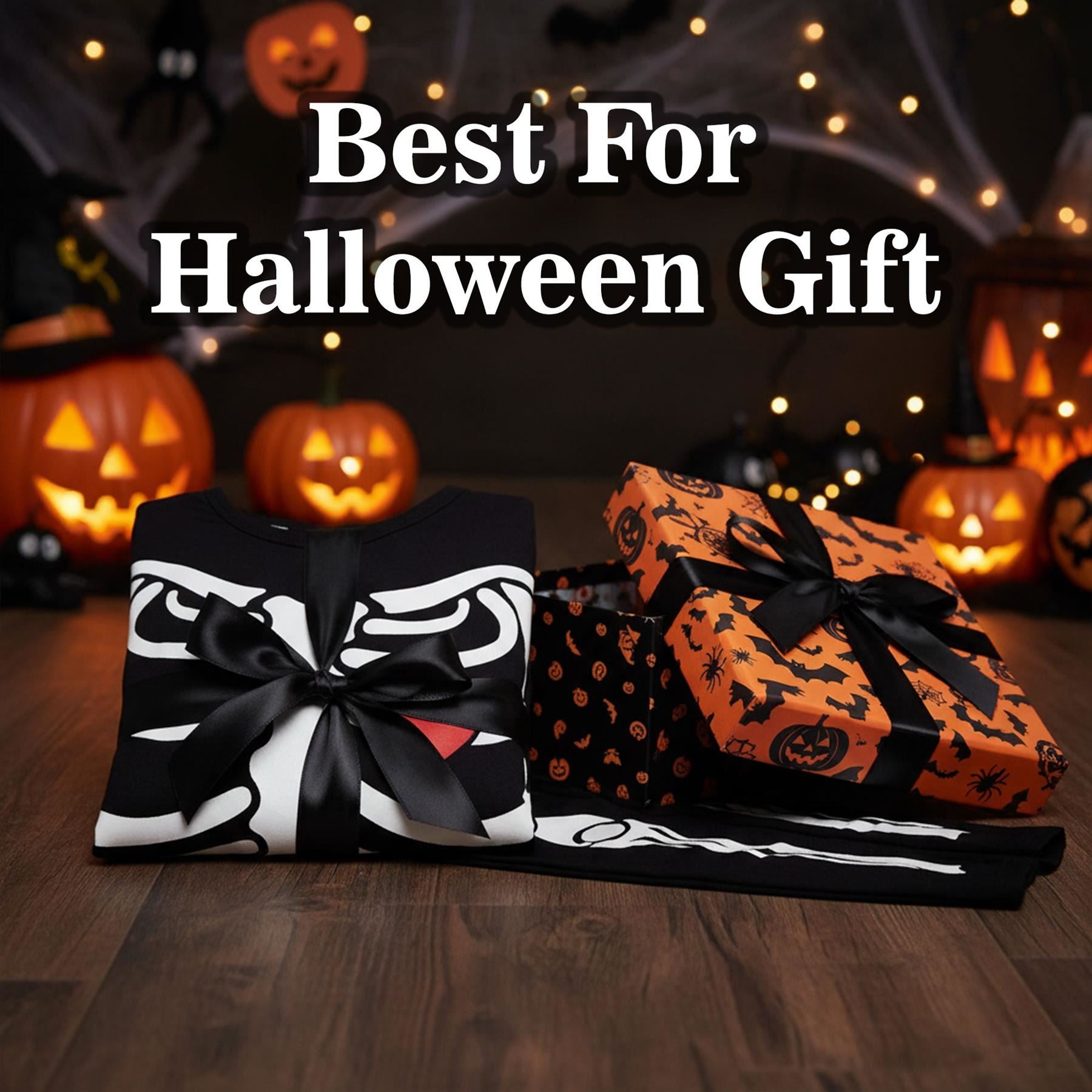 Kids Girls Skeleton Print White Halloween Costume Set