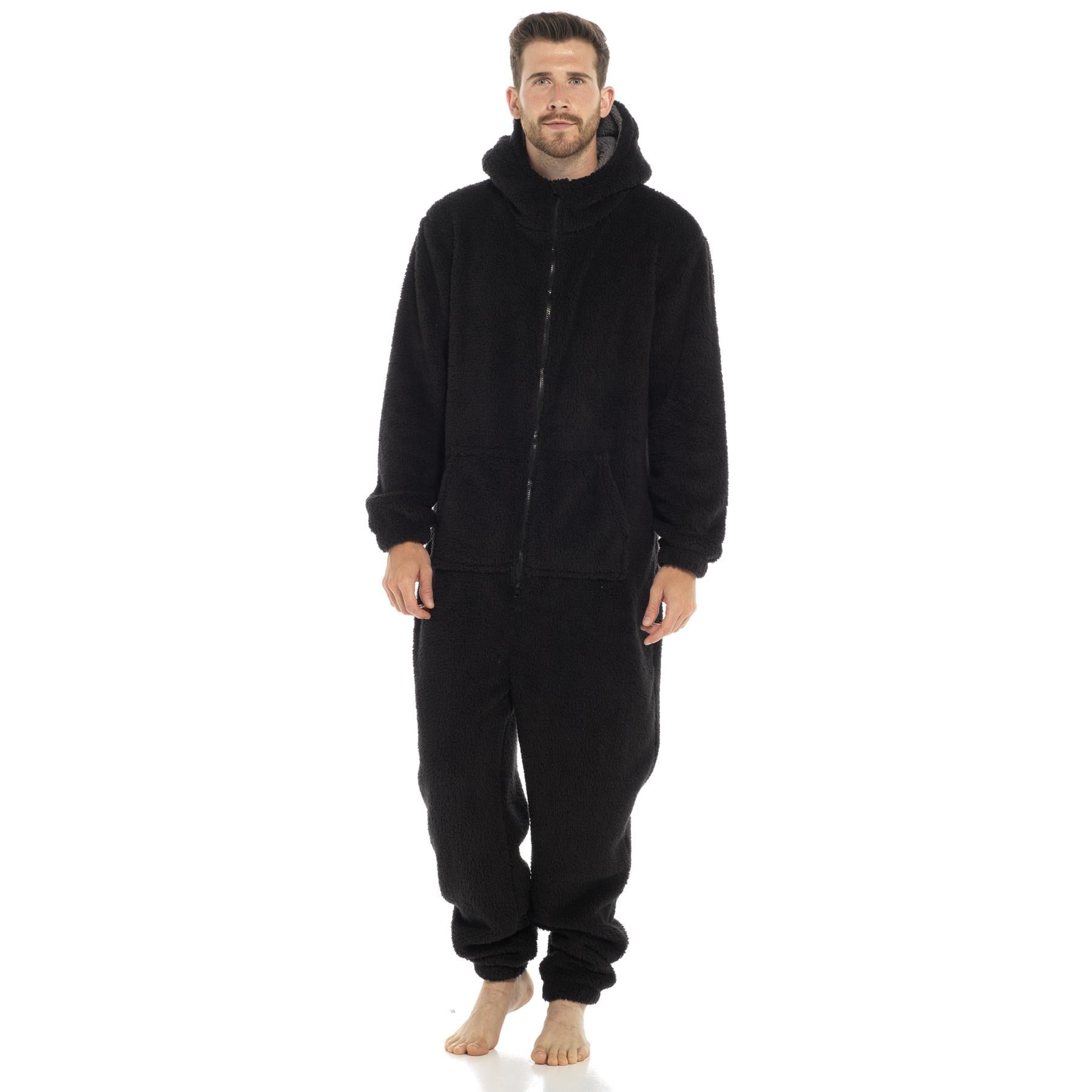 A2Z Mens Hooded Onesie One Piece Thick Snuggle Warm Fleece Soft Hooded Jumpsuit